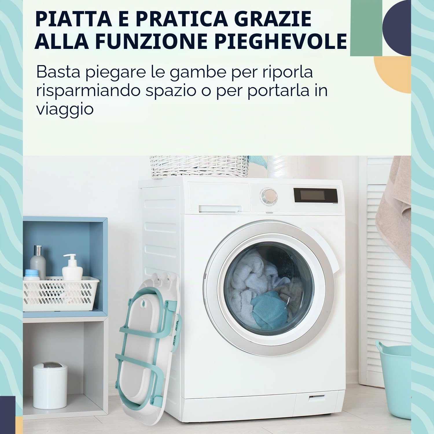 Babify Shower - Vasca pieghevole per bebè, cuscino incluso, pieghevole, ultra compatto, antiscivolo, colore: menta