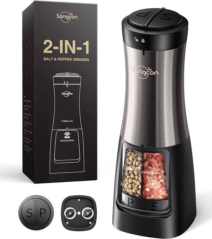 Gravity Electric Pepper and Salt Grinder Set & 2 in 1