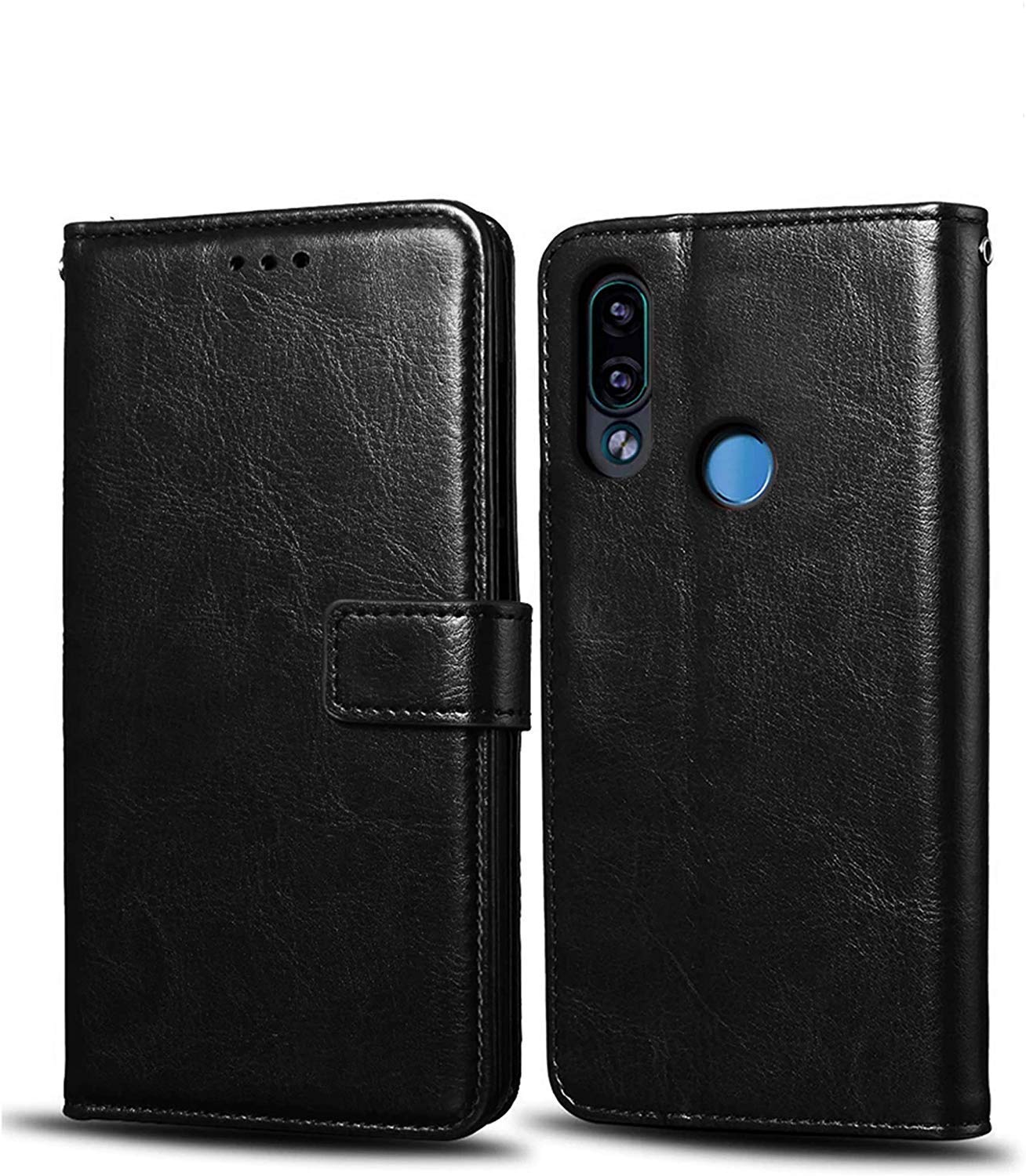 COVERNEW Vintage Magnatic Closer Leather Flip Cover for Mi Redmi Note 5Pro -MZB6084IN - Vintage Jet Black