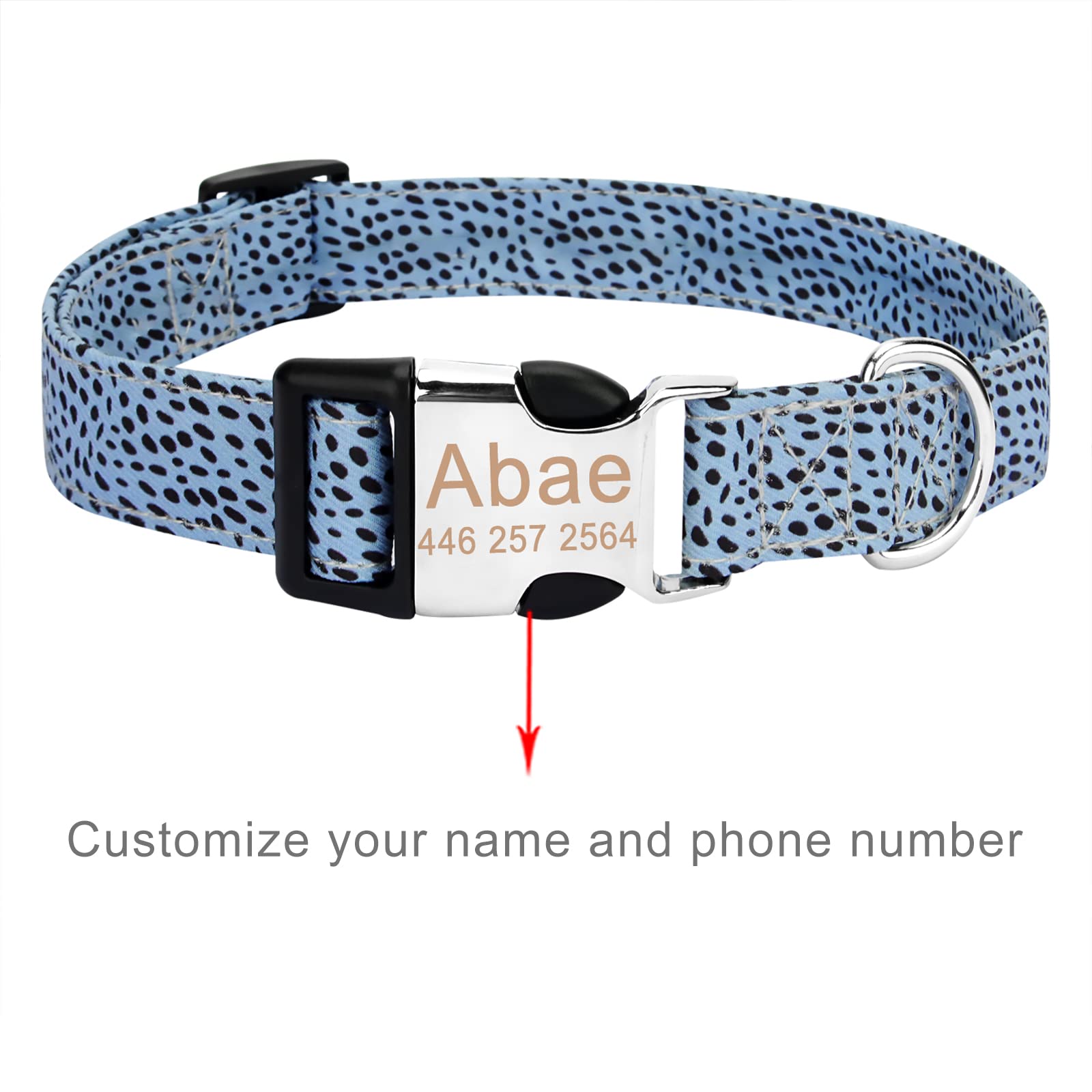 Collare Per Cani Personalizzato - Ricamato Con Nome E Telefono, 4 Misure Regolabili E Fibbia Sicura - Foto 3