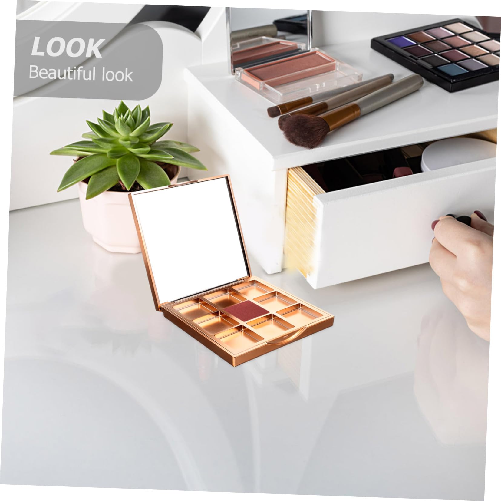 Healvian 5pièces Palette De Maquillage Vide pour Fards à Paupières Boîte De Rangement à Compartiments Design Sequins Et Mouvant Idéale pour Et Organisation des Cosmétiques