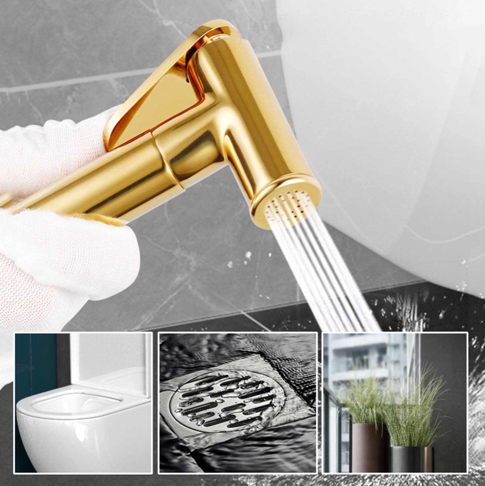 Bidet słuchawka prysznicowa, montaż ścienny, zestaw z wężem 2,3 m, montaż ścienny, armatura natryskowa, mosiężna, na balkon, WC, tytanowa