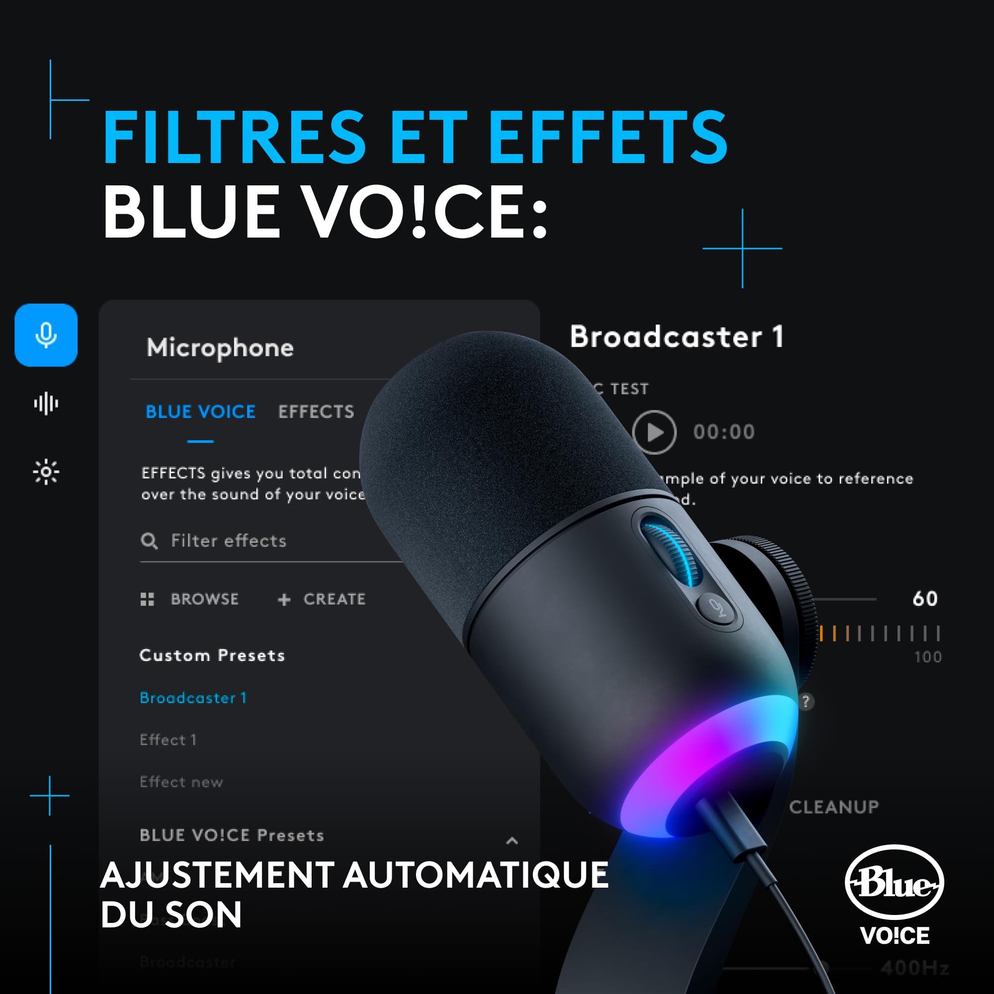 Logitech G Yeti GX Microphone Gaming RVB Dynamique avec LIGHTSYNC, USB prêt à l’Emploi pour Streaming, supercardioïde, pour PC/Mac - Noir