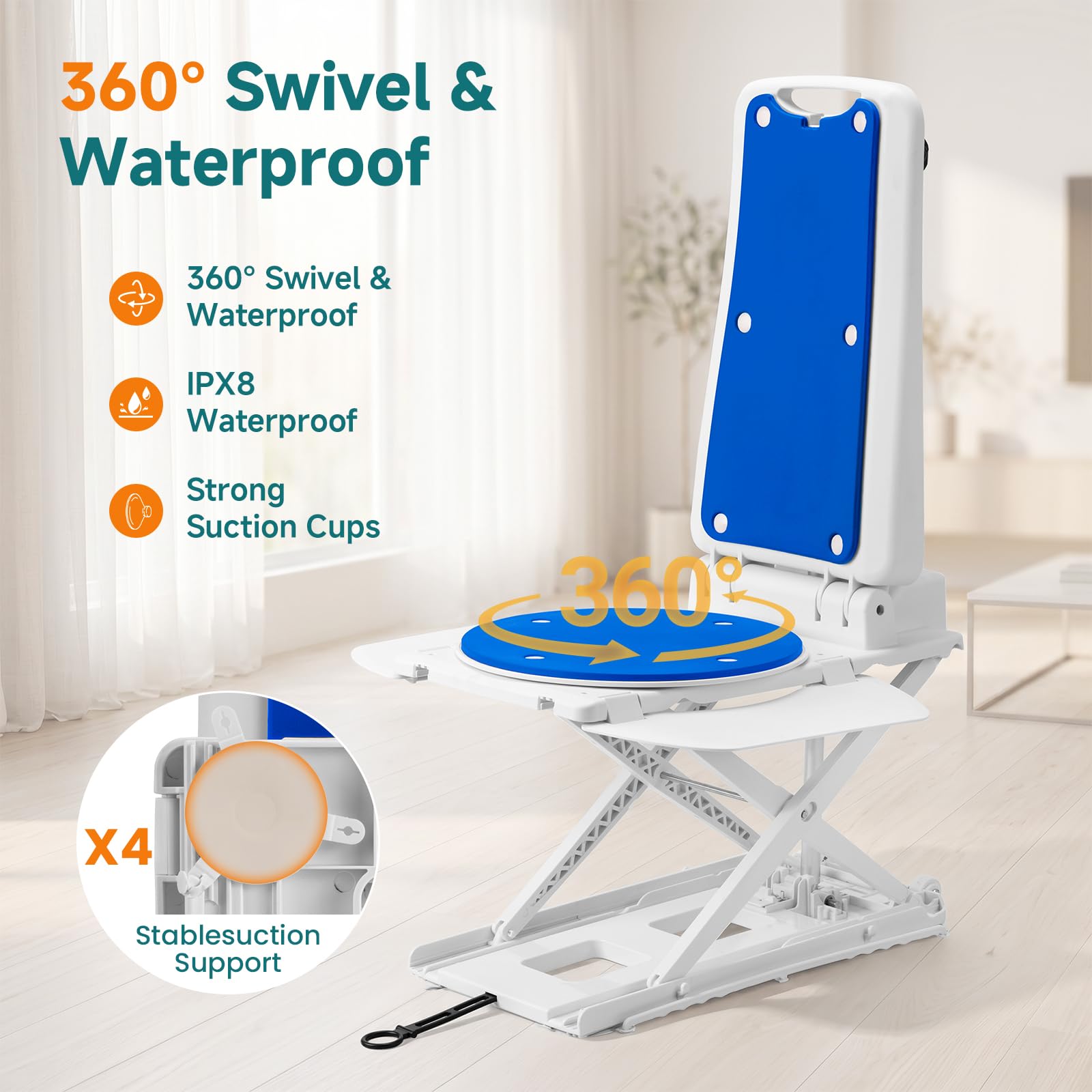 Sollevatore elettrico per sedia per anziani, sollevatore a pavimento con telecomando con sedile posteriore imbottito, ascensore vasca da bagno per anziani dal pavimento, peso netto 10,9 kg, supporto