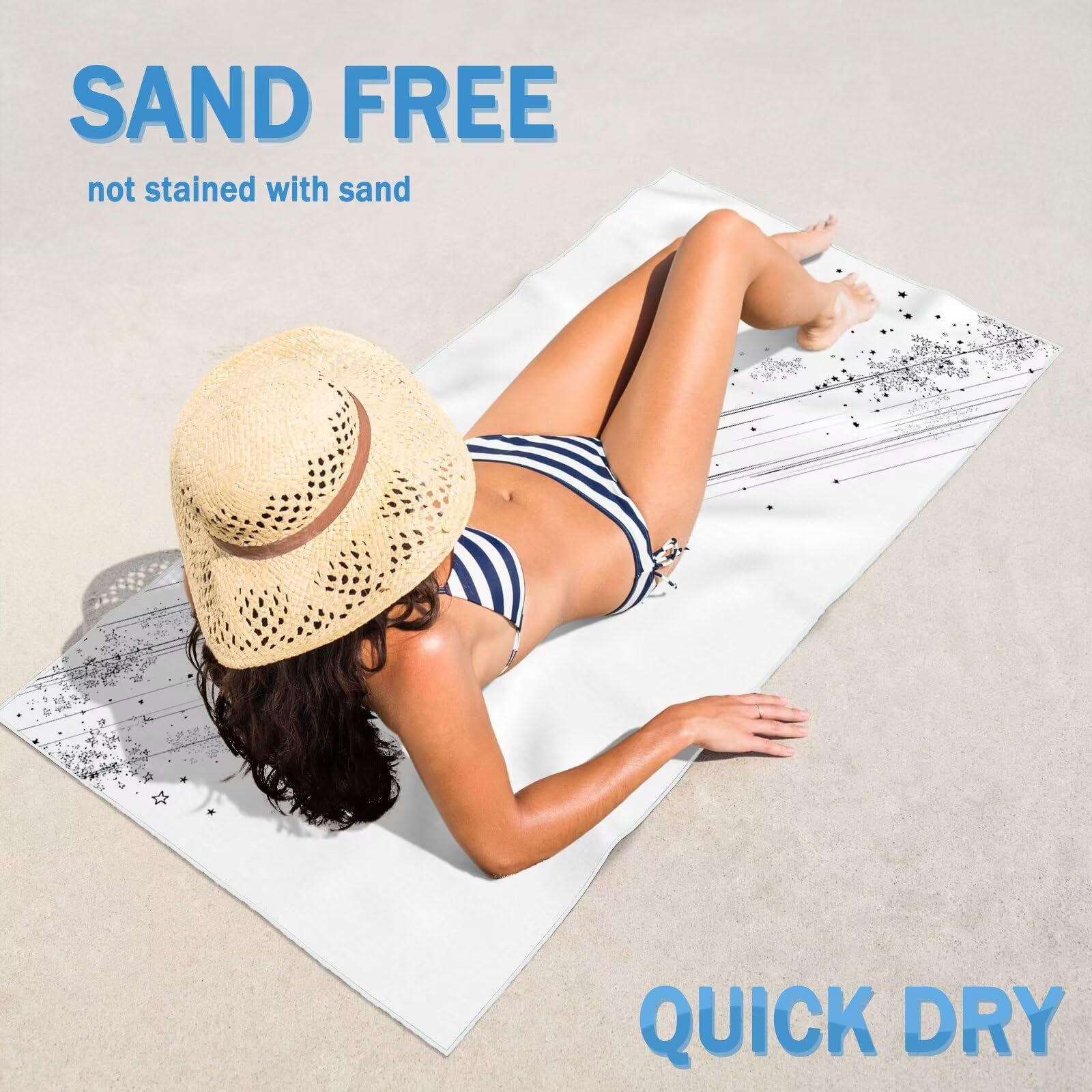 Toalla Playa XXL 100x220cm Línea，Toalla Microfibra 2 Pack Simple Secado Rápido y Antiarena，Absorbente，Ligera Fina y Compacta，Aplicable a Playa，Baño，Piscina，Gimnasio，Viajes，Sauna YJ-289
