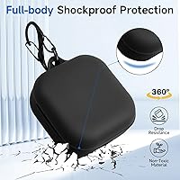 Vista 3 de Funda compatible con Echo Buds 2023, silicona suave a prueba de golpes, funda protectora para Echo Buds con mosquetón, LED frontal visible (negro)