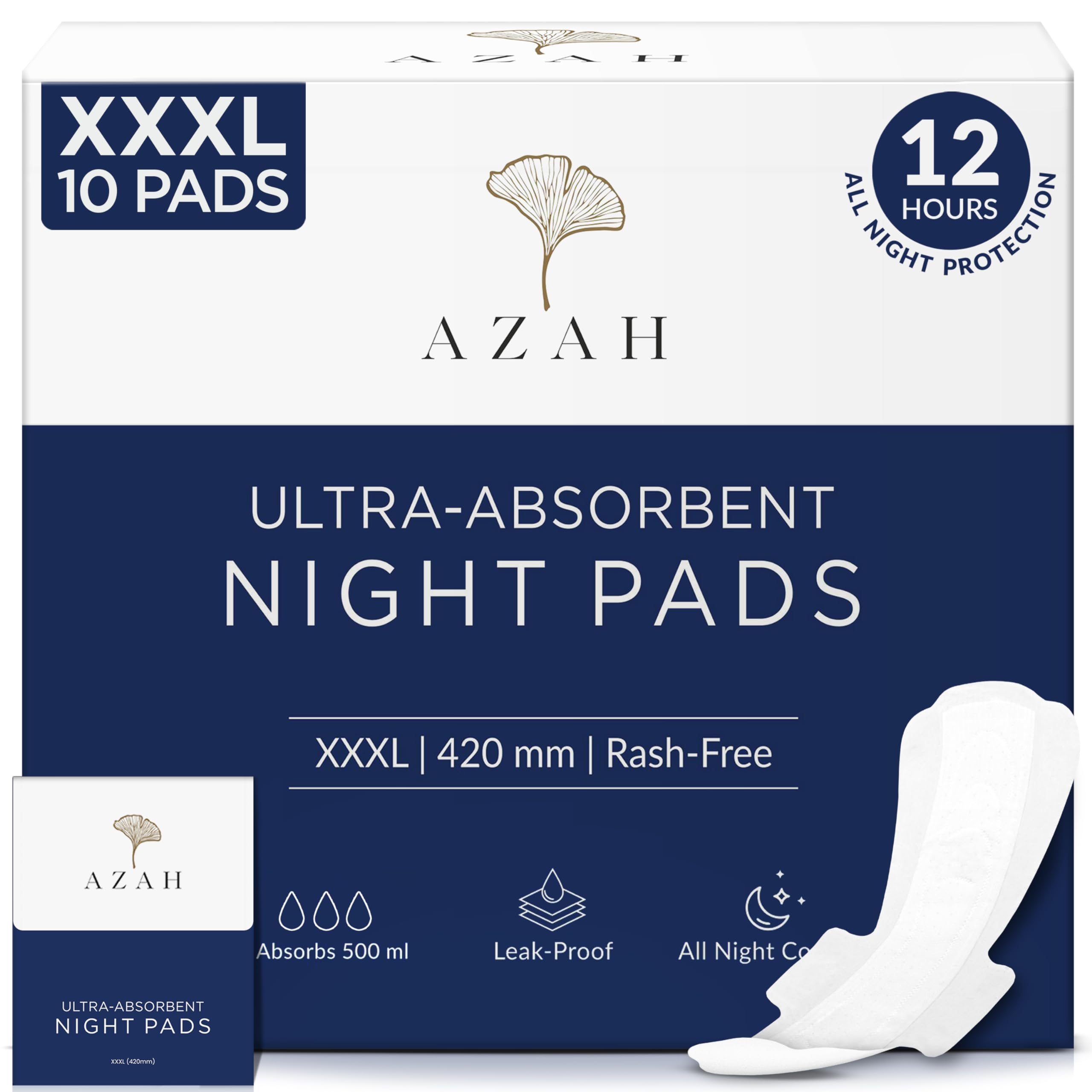 Azah XXXL Sanitary Napkins for Women [Pack of 10] | Extra Large Night Pads | Cottony Soft Sanitary Pads for Women | XXXL Pads for Women | Leak Proof for Overnight Protection | Extra Long & Wide Back-image-31