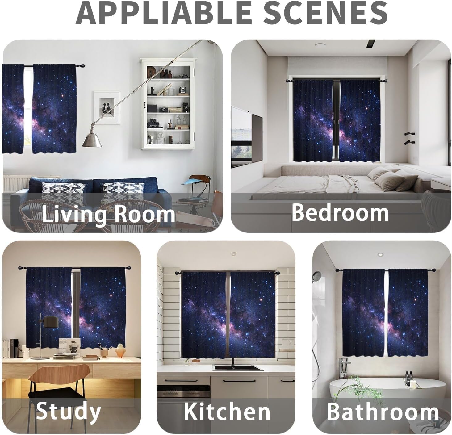 Galaxy Space Curtains Wide Boys Celestial Kids Star Dark Cool Nursery Gamer Gaming Outer Starry 52W x 63L Inch Rod Pocket for Bedroom Living Dining Room Window Drapes Treatment Fabric 2 Panels