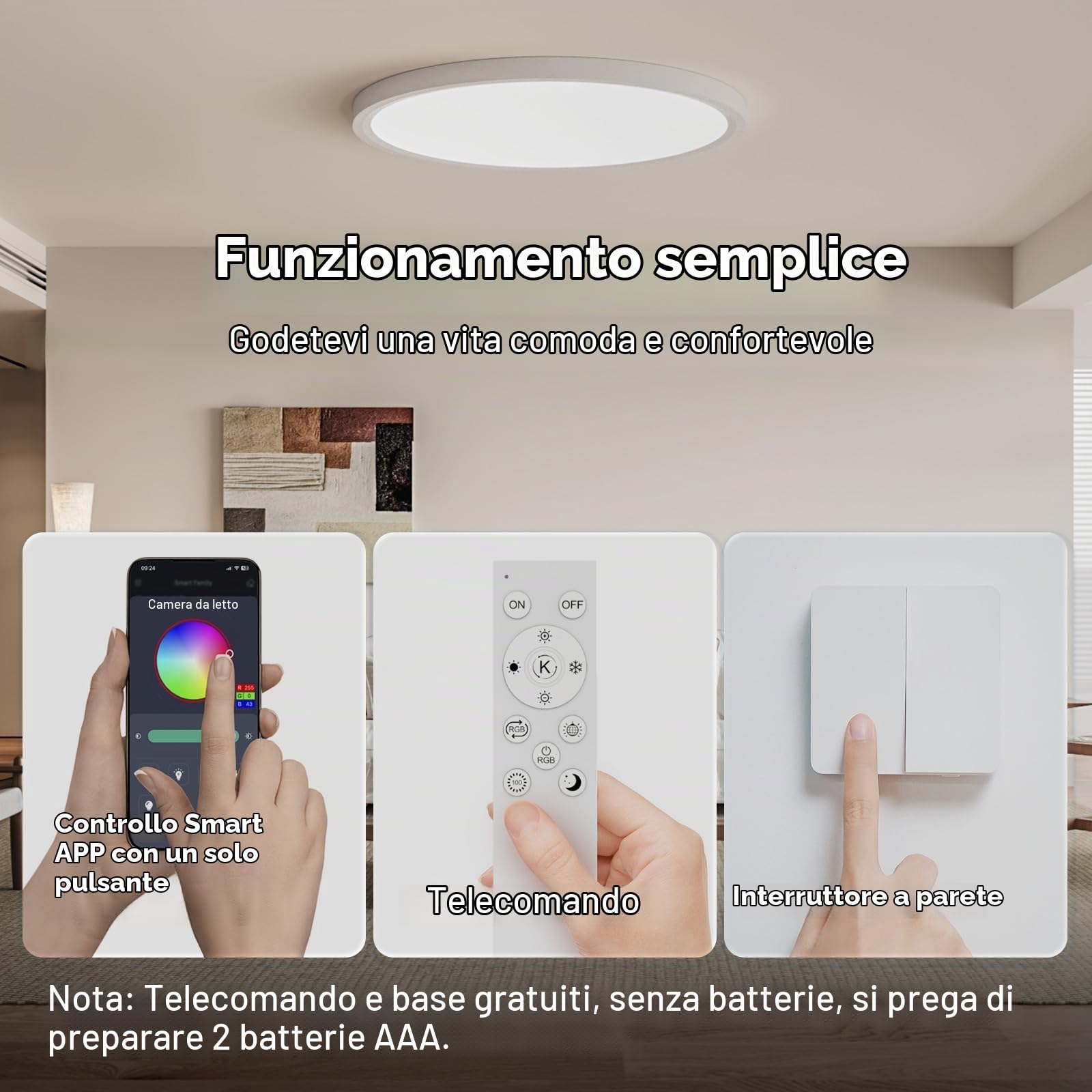 Plafoniera LED Soffitto Moderna,24W Ø30cm RGB Rotonda Lampadario Soggiorno,Dimmerabile Con Telecomando 3000-6500K Lampadario LED,adatta per Camera da letto,Soggiorno, Sala giochi