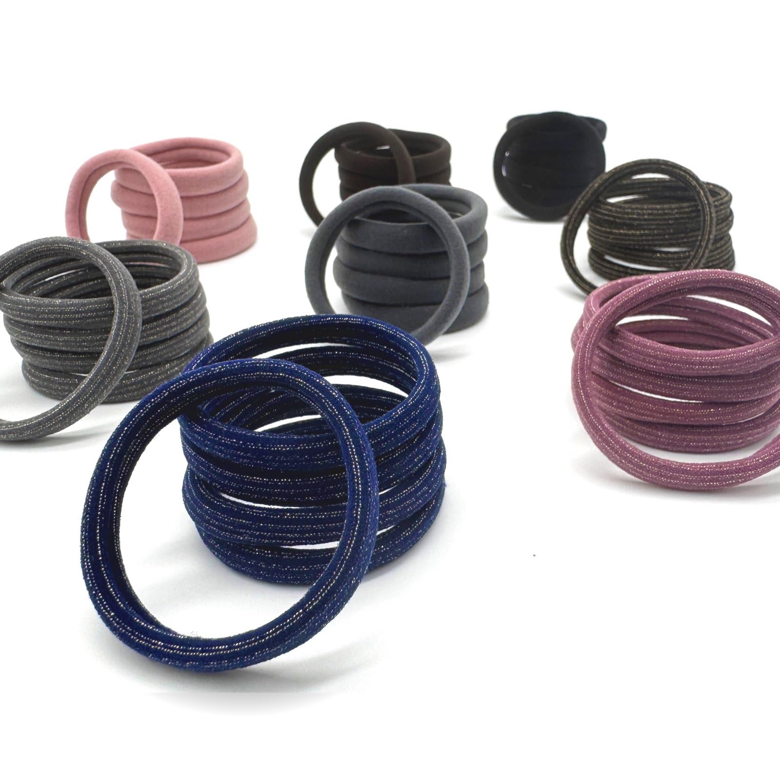 COZEASY 40 pcs Elastic Hair Ties – No-Damage Seamless Design, Shimmer and Matte Colors for Women and Girls, Soft Material for Thin to Medium Hair,