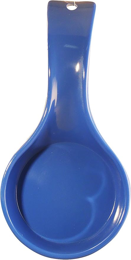 Reston Lloyd Kitchen Counter Utensil Spoon Rest, Ladles, Spaghetti Forks, & Spatulas, Durable BPA-Free Plastic – Dishwasher Safe, Décor, Space Saving Hanging Hole on Handle, Azure