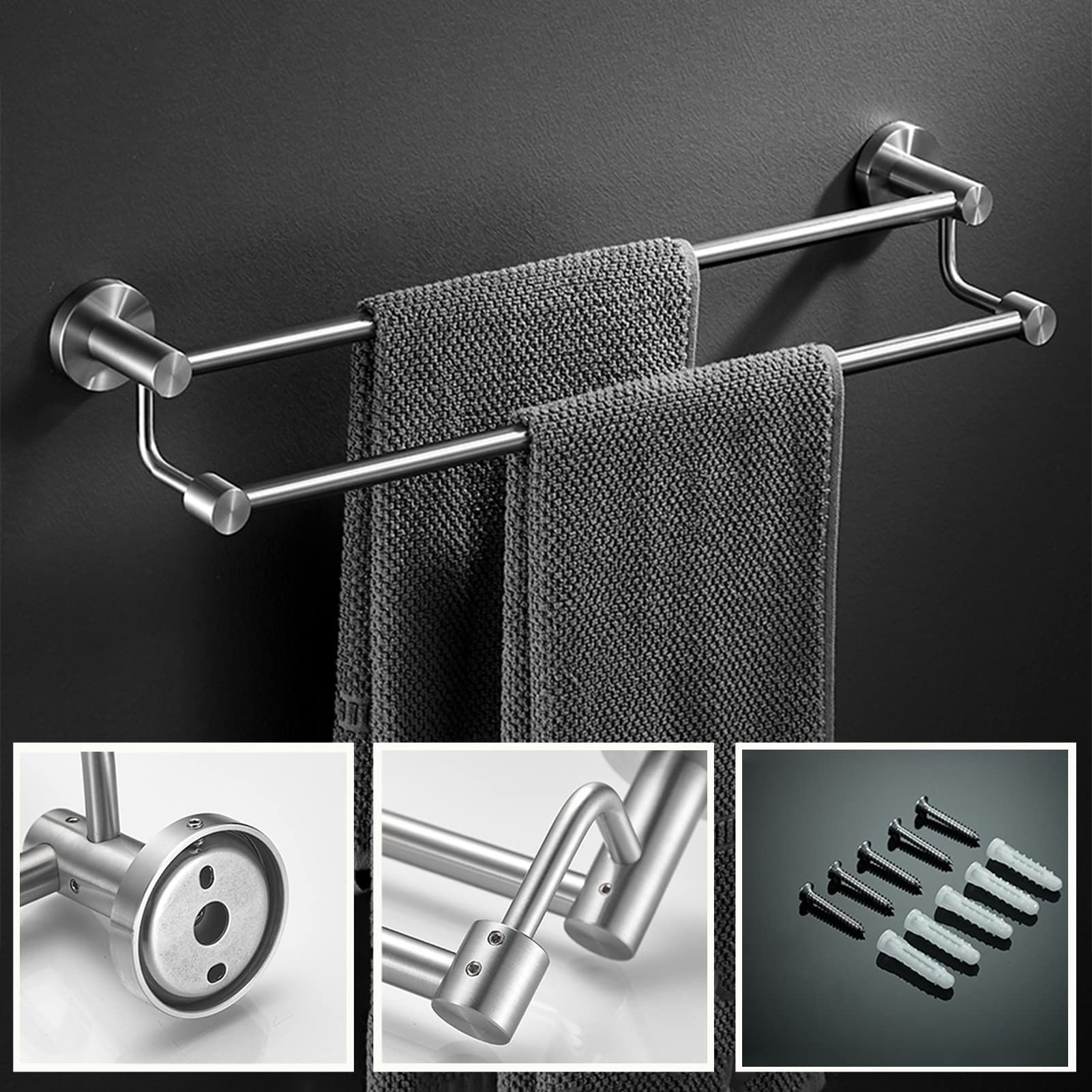 Toallas de Pared, Toallero de Pared de Acero Inoxidable de 80-110 cm(110cm)