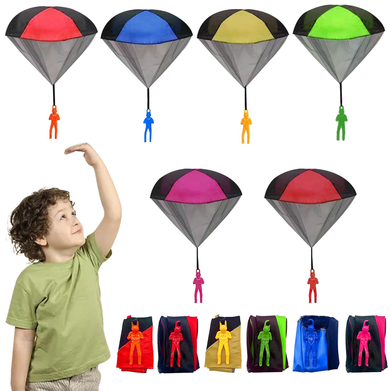 Fallschirmspringer Spielzeug 6 Stück Fallschirm Camping Spielzeug Kinder Draußen Garten Spielzeug Mini Fallschirmspringer Outdoor Flugspielzeug Fallschirm Draußen Fallschirm Wurfspiel