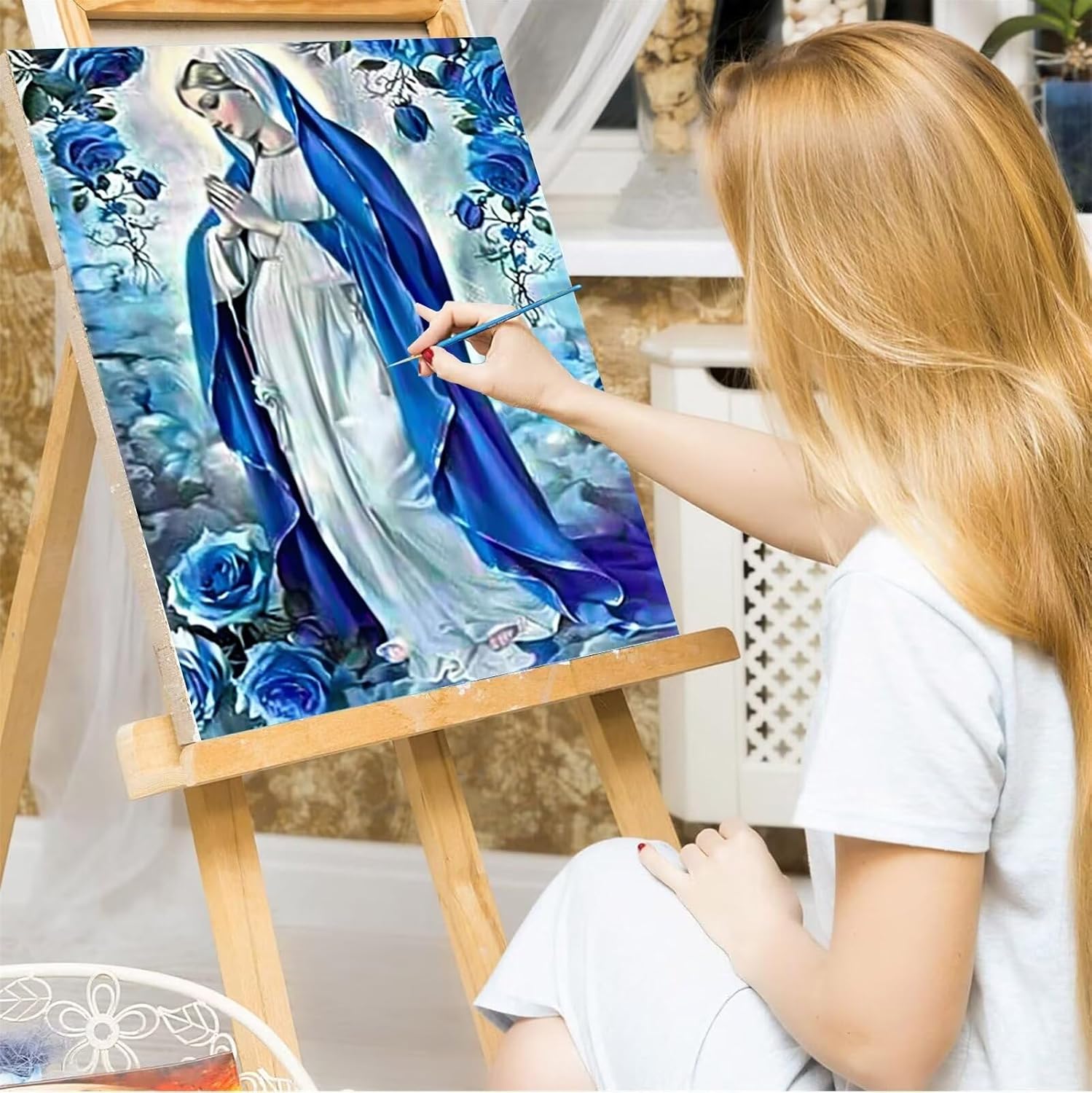 Peepezo Robes Paint by Number for Adults, Paint and Sip Kit for Adults DIY Arts and Crafts for Adults Beginner, Paint Brushes, Serene Acrylic Paint Set for Home Wall Decor, 12x16Inch (Include Framed)