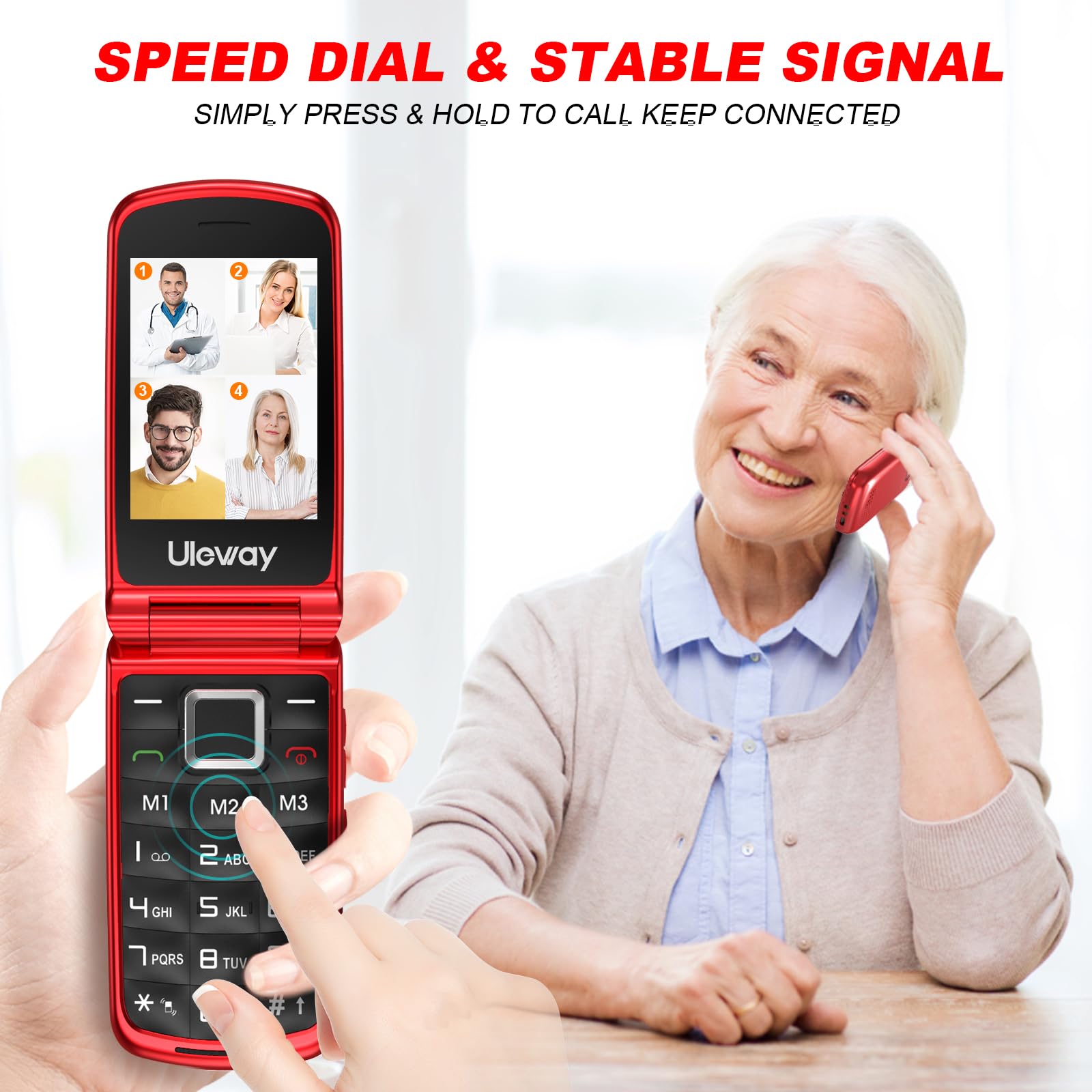 Telefono Movil para Mayores Libre, gsm Teléfono Móvil Plegable para Personas Mayores con Teclas Grandes, SOS Botón, Doble Pantalla de 2,4+1.77 Pulgadas, Base de Carga, Llamada Rápida
