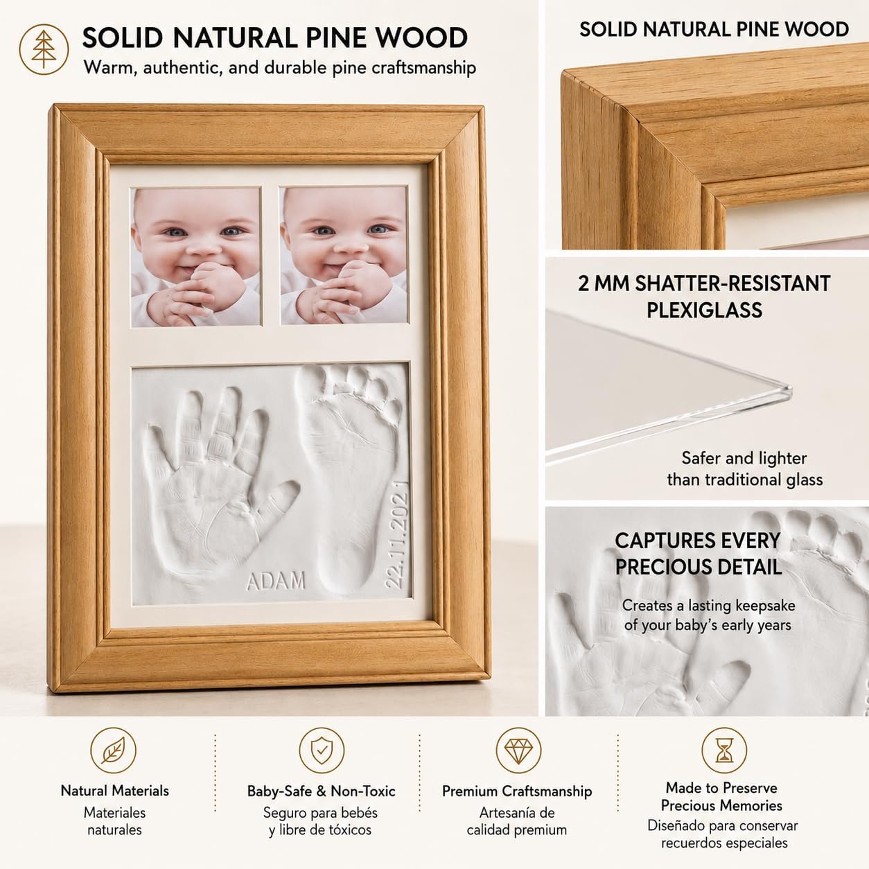 Baby Hand and Footprint Kit - Clay Handprint & Footprint Keepsake Frame, baby shower gifts, newborn keepsake, Nursery Decoration, handprint frame kit, paw print