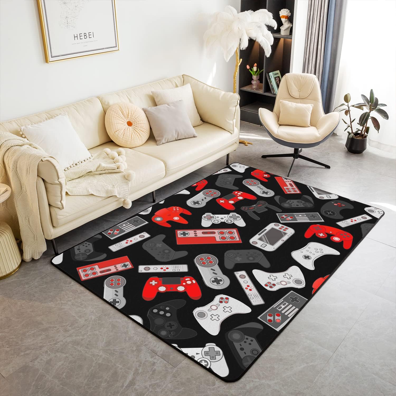 Gamer Gamepad Area Rug 5x7 and Mats,Gaming Decorative