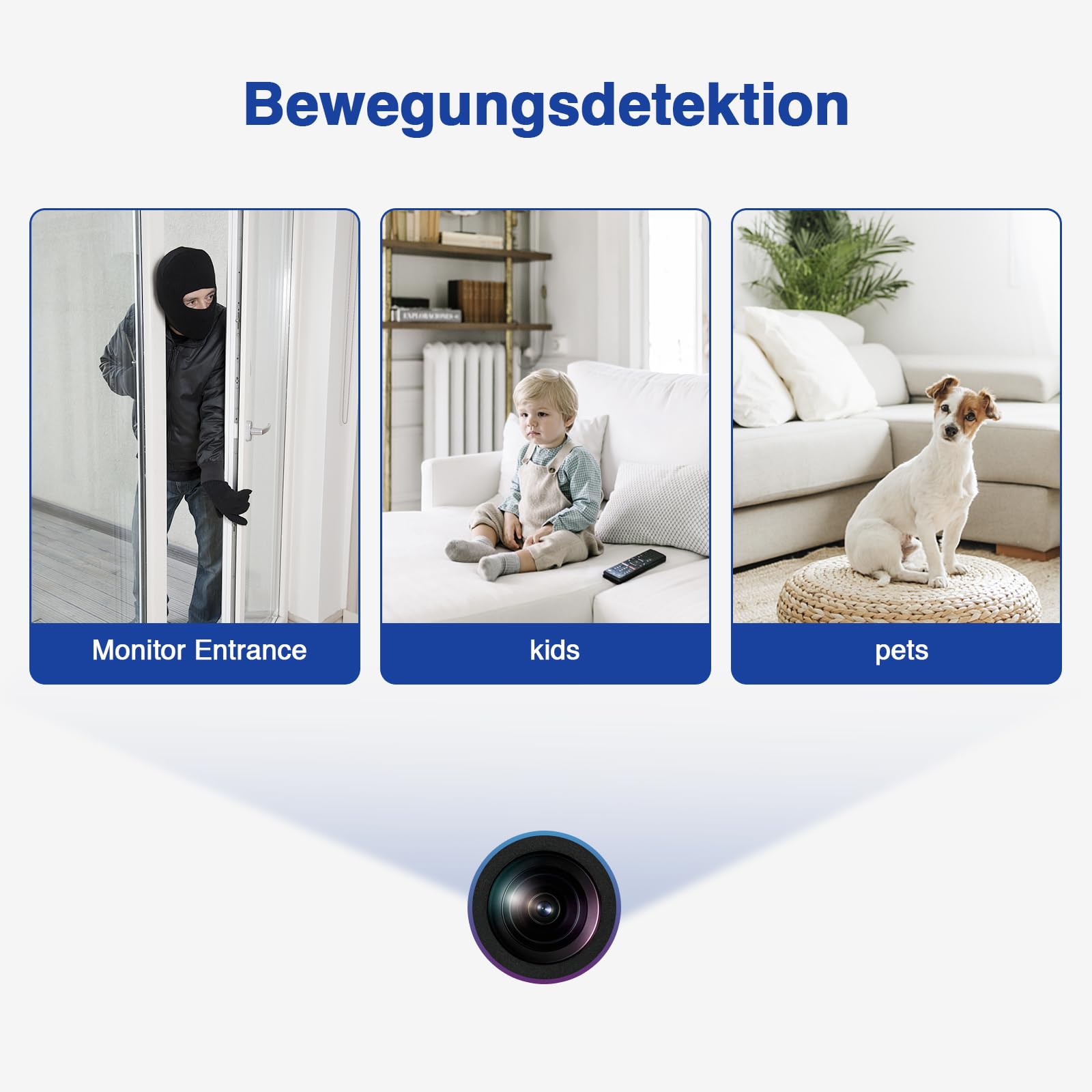 WIWACAM Mini caméra 2K, batterie 5000 mAh, détecteur de mouvement et détection locale AI, fente pour carte microSD
