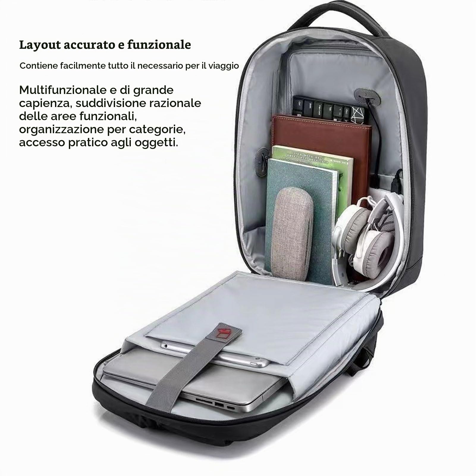Pyhodi Zaino per Moto a LED, Borsa per Laptop a LED Programmabile con Spallacci Personalizzabili per Viaggi e Campeggio, Spazioso Zaino Impermeabile per Laptop 16 Pollici