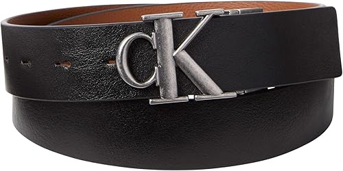 Calvin Klein Buckle Tumbled 35Mm Adj/Rev Lv04D7049G Cinturones, Brown (Black/CK 