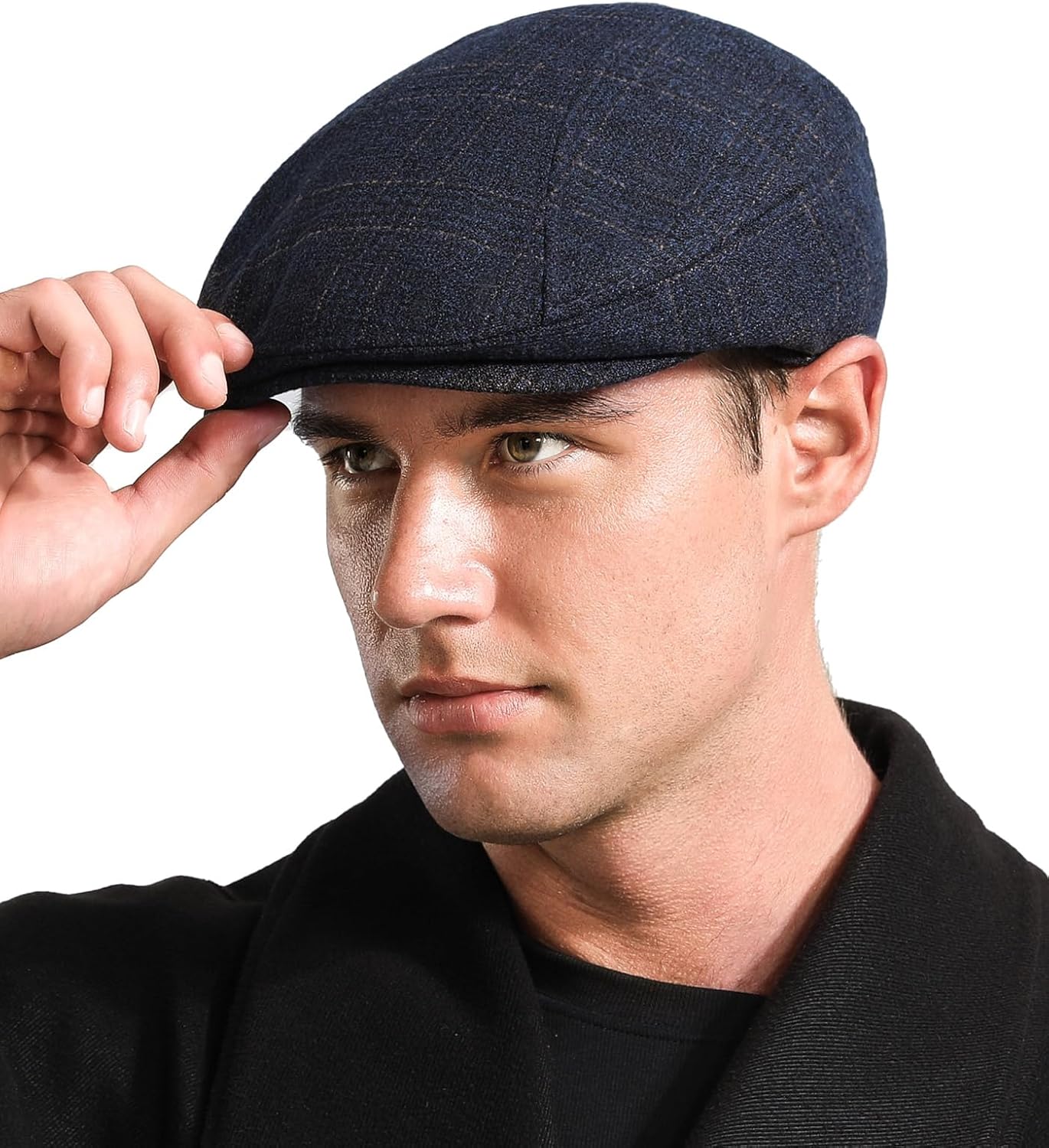 Men's Flat Cap Barret Cap Gatsby Peaked Cap Adjustable Newsboy Cap Beret Hat Autumn Winter 55-59 cm | Schirmmütz,Newsboy,Einstellbar,Baskenmütze,Herrenmütze,Driving Cabbie Blue check pattern