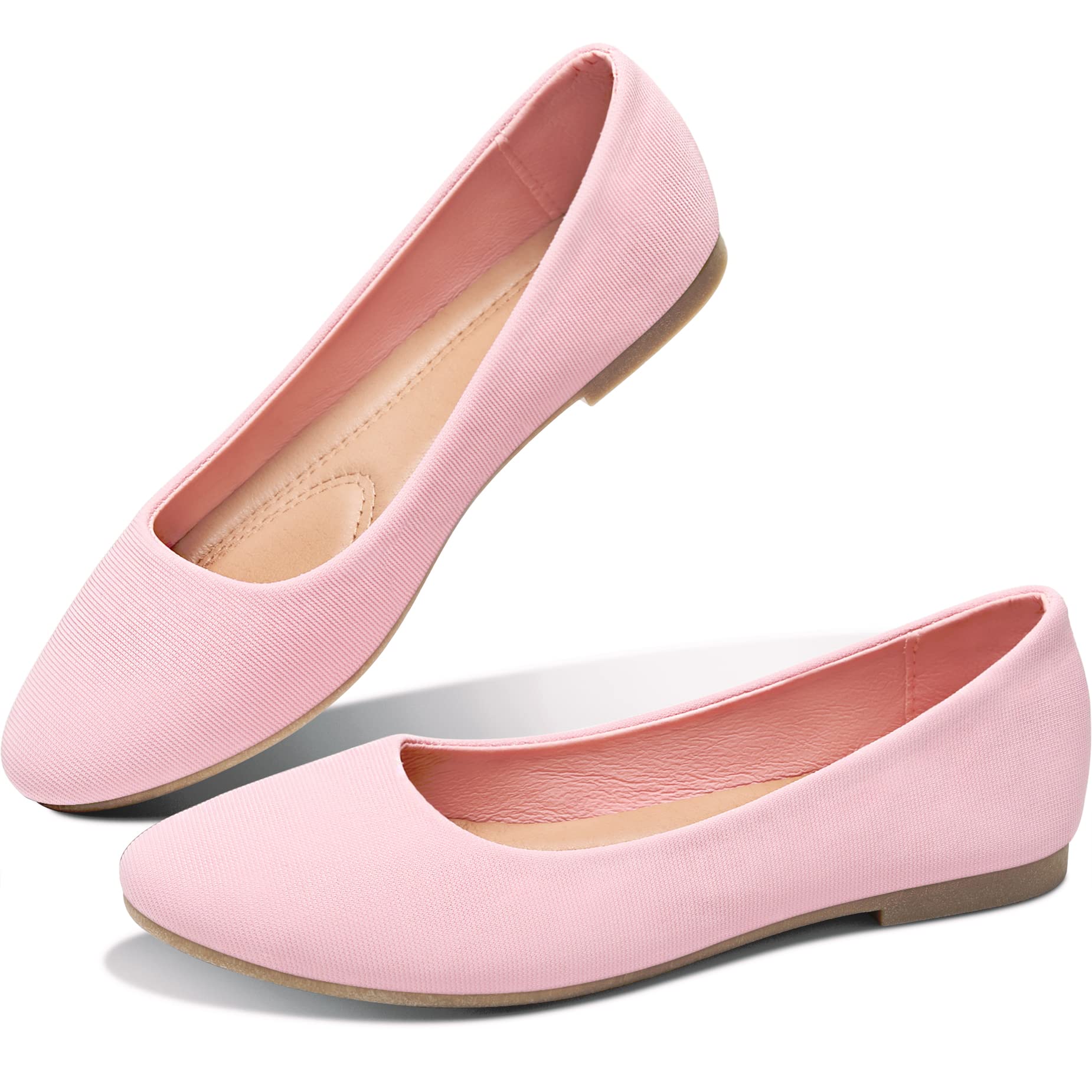 Obtaom Round Toe Women Flat Shoes Slip on Girls Dress Black Ballet Flats