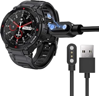 Compatible with EIGIIS Smart Watch Charger, Magnetic USB Charging Cable Replacement Charger Cable Compatible with EIGIIS K22 Military Smart Watch/K55/K27 Military Smart Watch/K28 Smart Watch (Black)