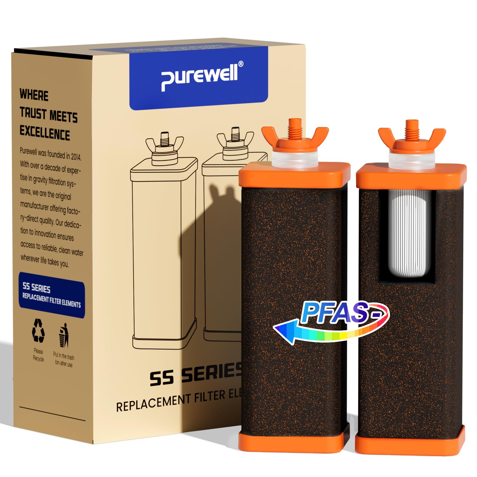 Filtre à charbon composite Purewell PF-6-PFAS contre chlore et polluants