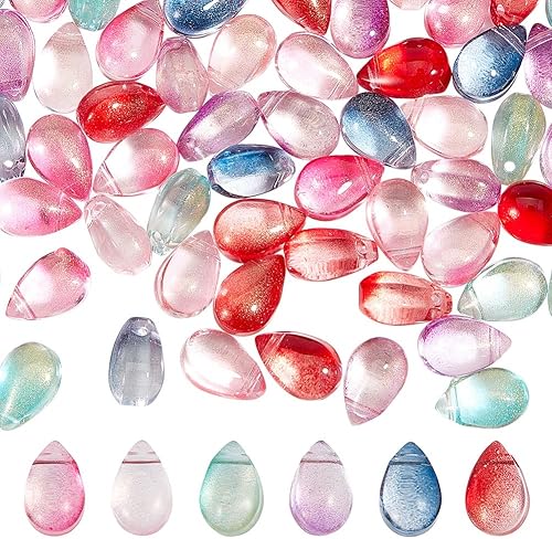 Miniatura 6 de AHANDMAKER 120Pcs Teardrop Glass Beads, 6 Colors Transparent Crystal Beads Water Drop Loose Pendants Beads for Valentine's Day DIY Necklace Earring