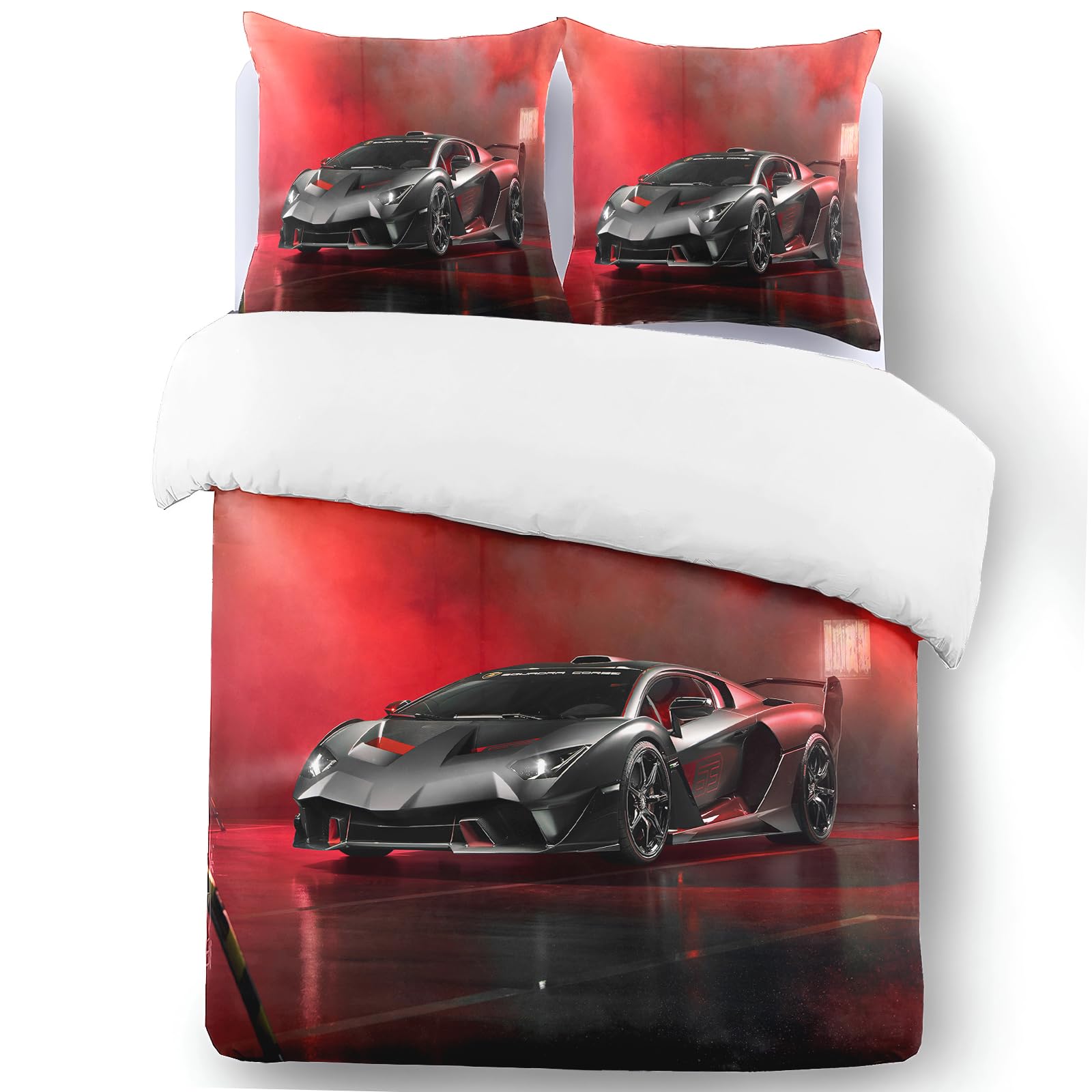 Yzehomijia Racing Duvet Cover Sets for Boys - 200x200 cm - Cool Extreme Sport Design in Soft Microfibre, with 2 Pillowcases.(P1×200) - Image 4