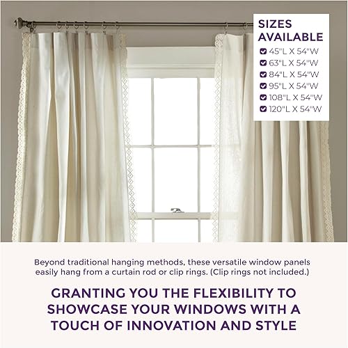 Miniatura 5 de Lush Decor Rosalie - Cortinas para ventana de estilo rural rústico, juego de paneles para sala de estar, comedor, dormitorio (par), 54 pulgadas de