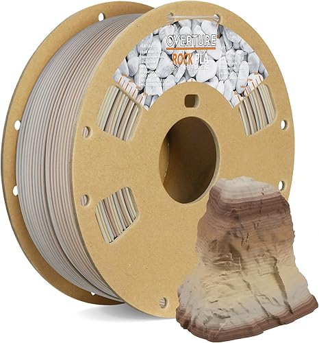 OVERTURE Filamento PLA Rock de 0.069 pulgadas, filamento PLA para impresora 3D de mármol, carrete de 2.2 libras, precisión dimensional +- 0.001 in,