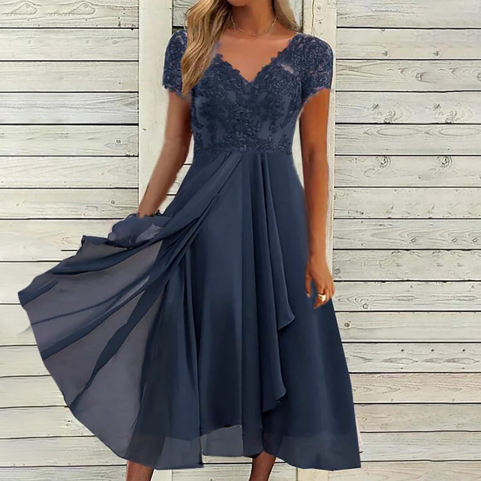 Générique Robe Femme Grande Taille Automne Soirée Cocktail Fête Bohème Fleurie Fluide Chic Midi Manches Longues Épaules Dénudées Décontractée Tendance A75