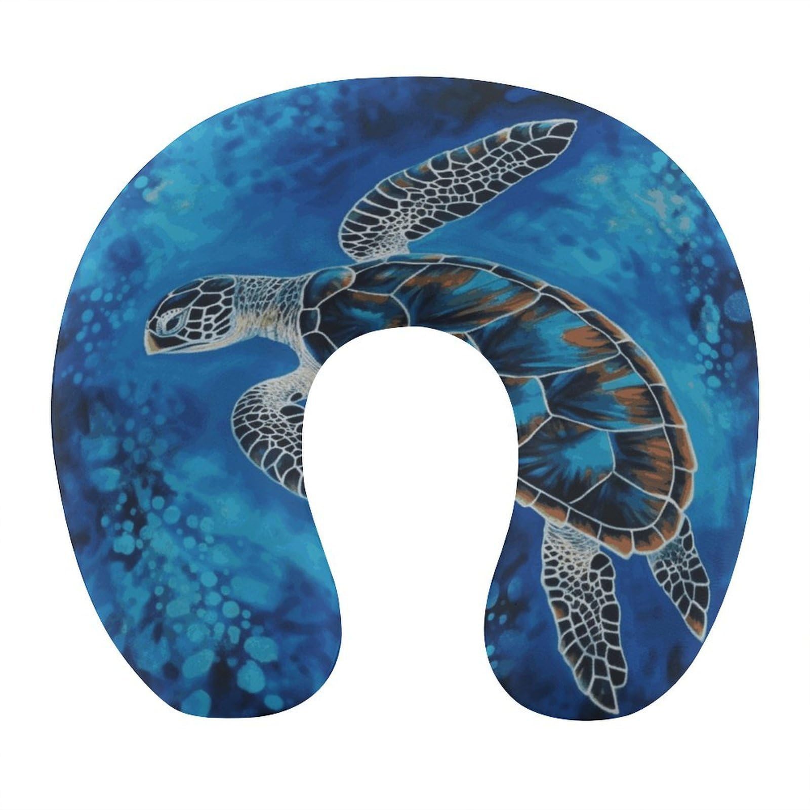 Adfgyerh Style Sea Turtle-Blue U-Shaped Pillow，Memory Foam Pillow Core，Cushion ，Provide Neck Support ，Travel Pillow，Suitable For Airplanes, Cars, Homes, And Offices.