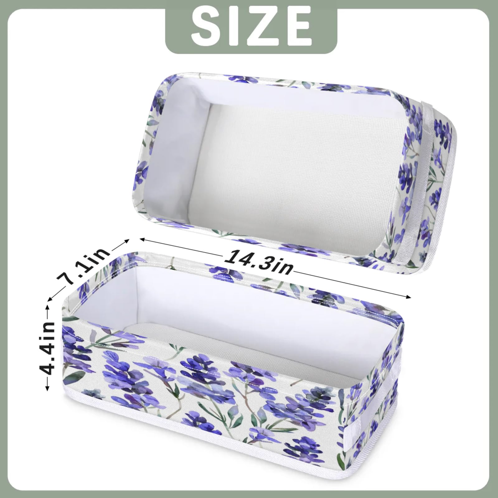 Tablerazzi Toilet Tank Topper Paper Basket with Handle, Lavender Purple Summer Bathroom Storage Basket for Organizing, Small Fabric Storage Bins for Bathroom Decor