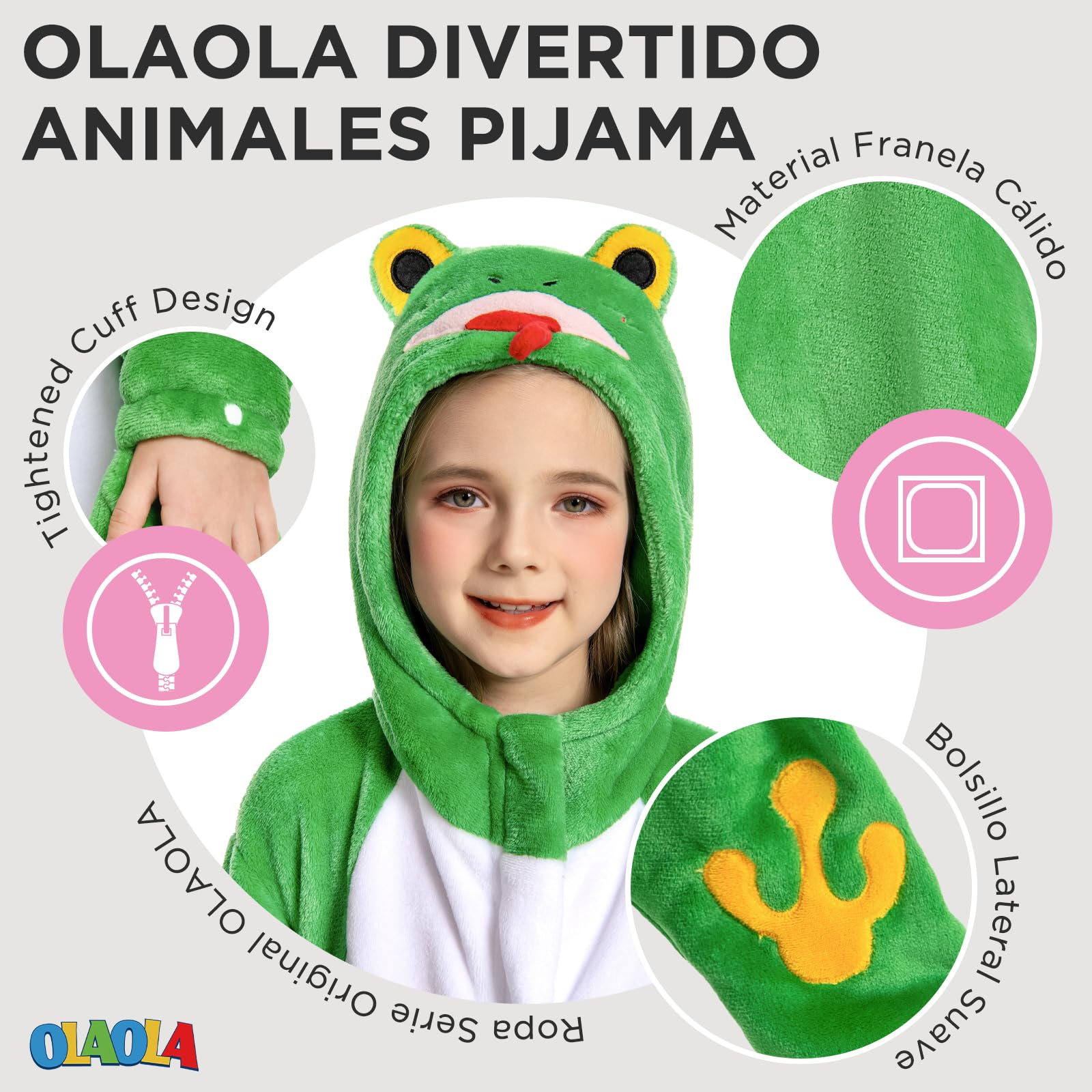 OLAOLA Pijama de Una Pieza para Niños Niñas Unisex Suave Onesie Disfraz de Animal Pijamas para Carnaval Halloween Navidad