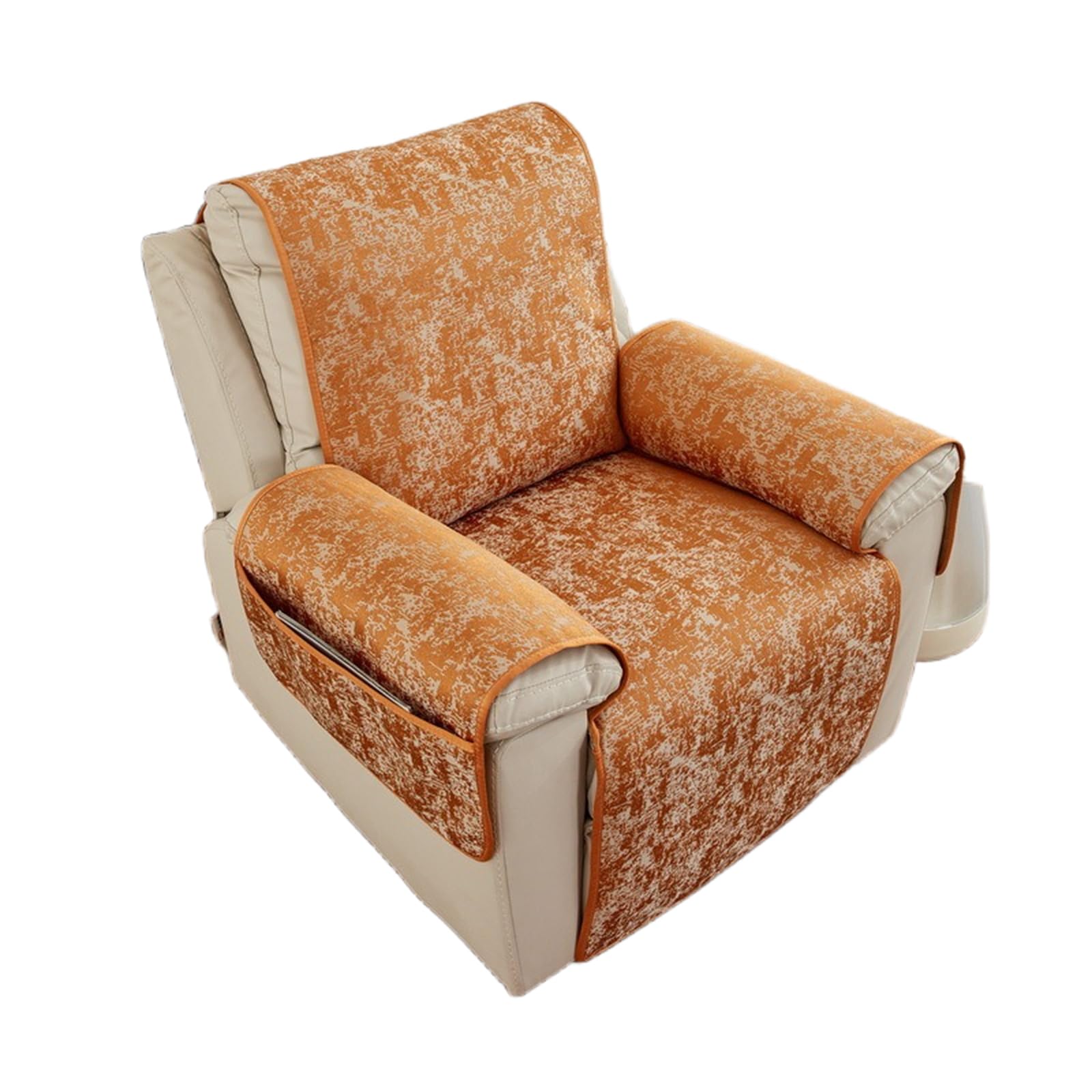 Guyirt Orange Luxurious Chair Cover For Armchair Recliner, Lazyboy Recliner Chair Cover Non Slip Sofa Slipcovers For Living Room