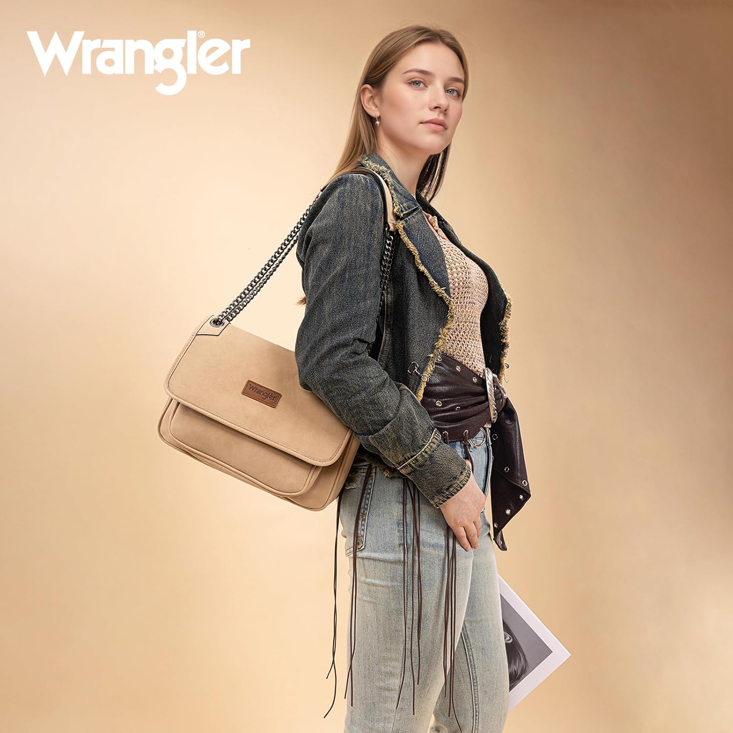 Wrangler Shoulder Bag for Women Retro Purses and Handbags Crossbody Bags with Chain Strap - Image 2