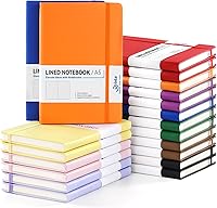 Dynta 20 Pack A5 Hardcover Leather Journals - College Ruled Notebooks, 200 Pages, 10 Colors, Bulk for Office, School & Business