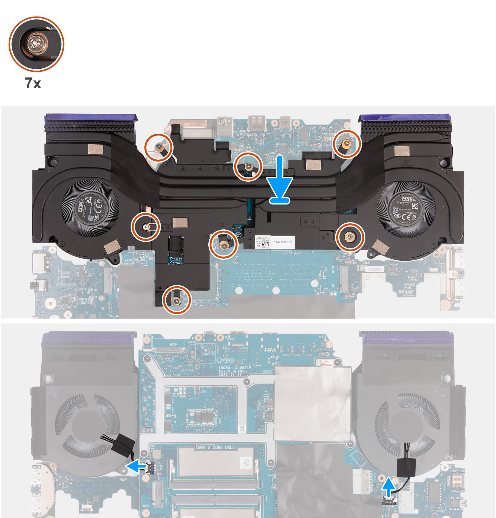 Deal4GO Kit ventola di raffreddamento grafica 12V CPU e GPU di ricambio per Dell G15 5530 G16 7630 2023 con RTX 4050 4060 4070