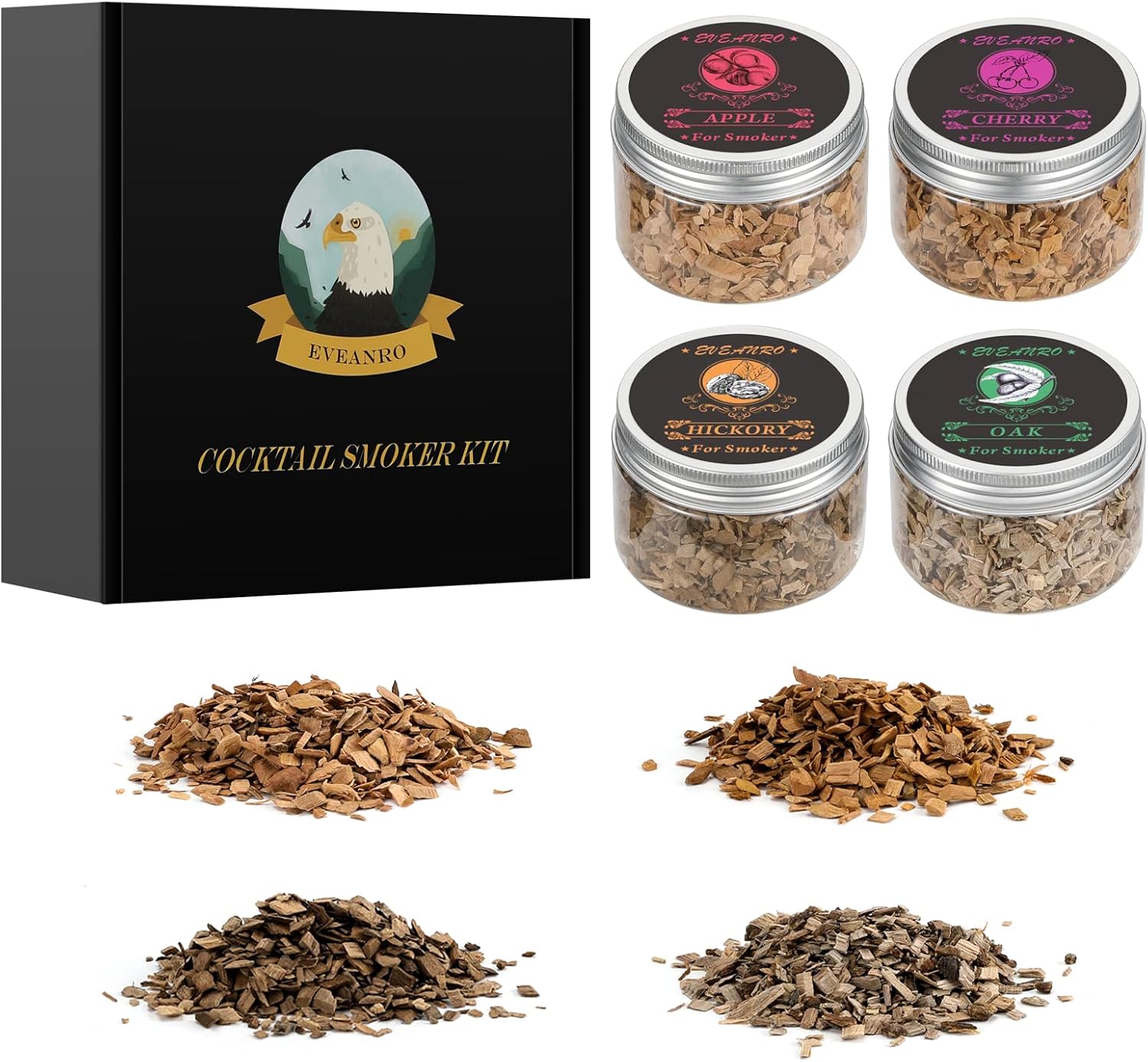 Eveanro 4 Flavors Cocktail Smoker Wood Chips Smoker Gun