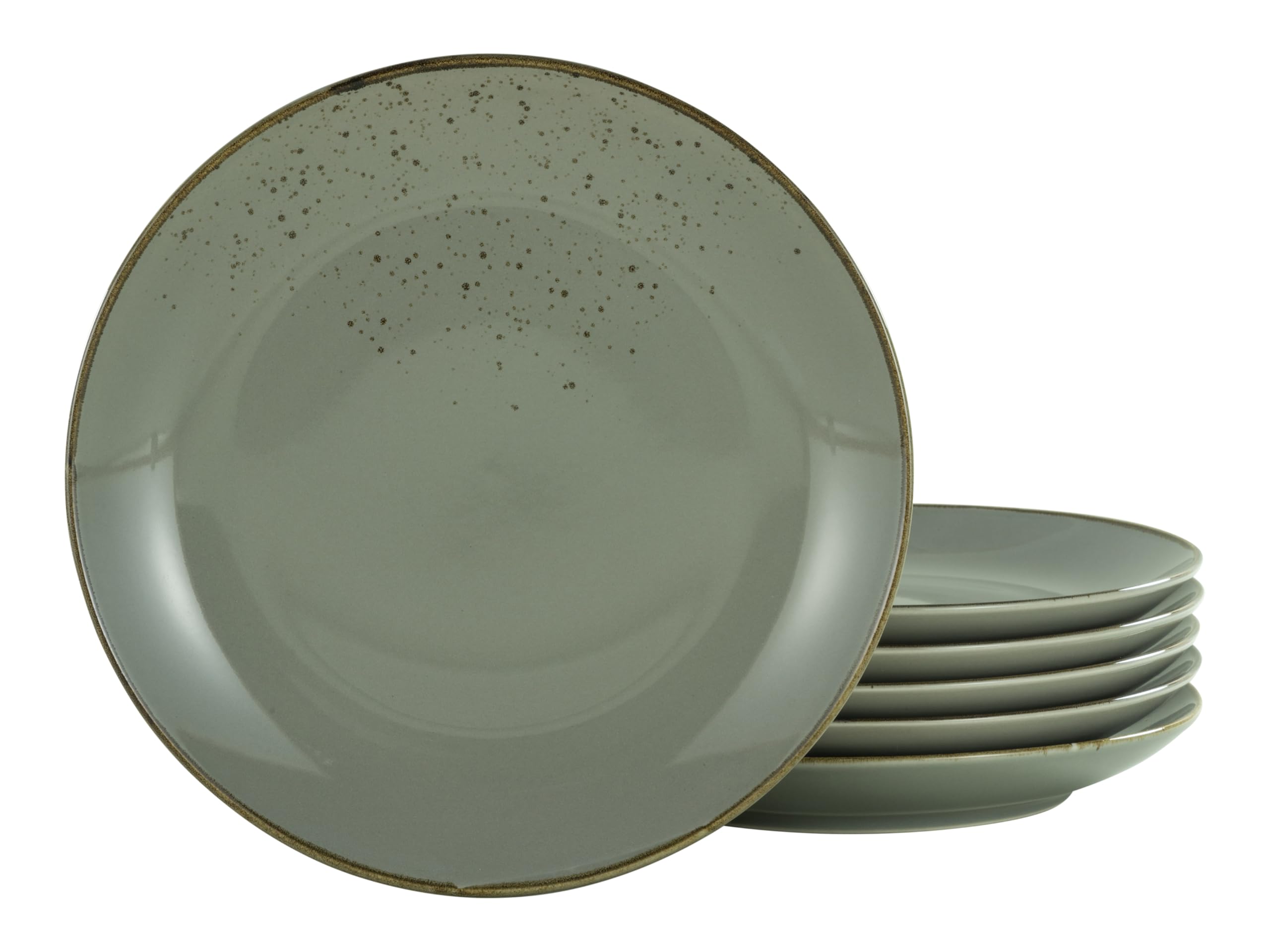 Creatable 21 cm, Stone, 22047, Serie Nature Collection, 6-teiliges Geschirrset, Dessertteller aus Steinzeug, spülmaschinen-und mikrowellengeeignet, Qualitätsproduktion