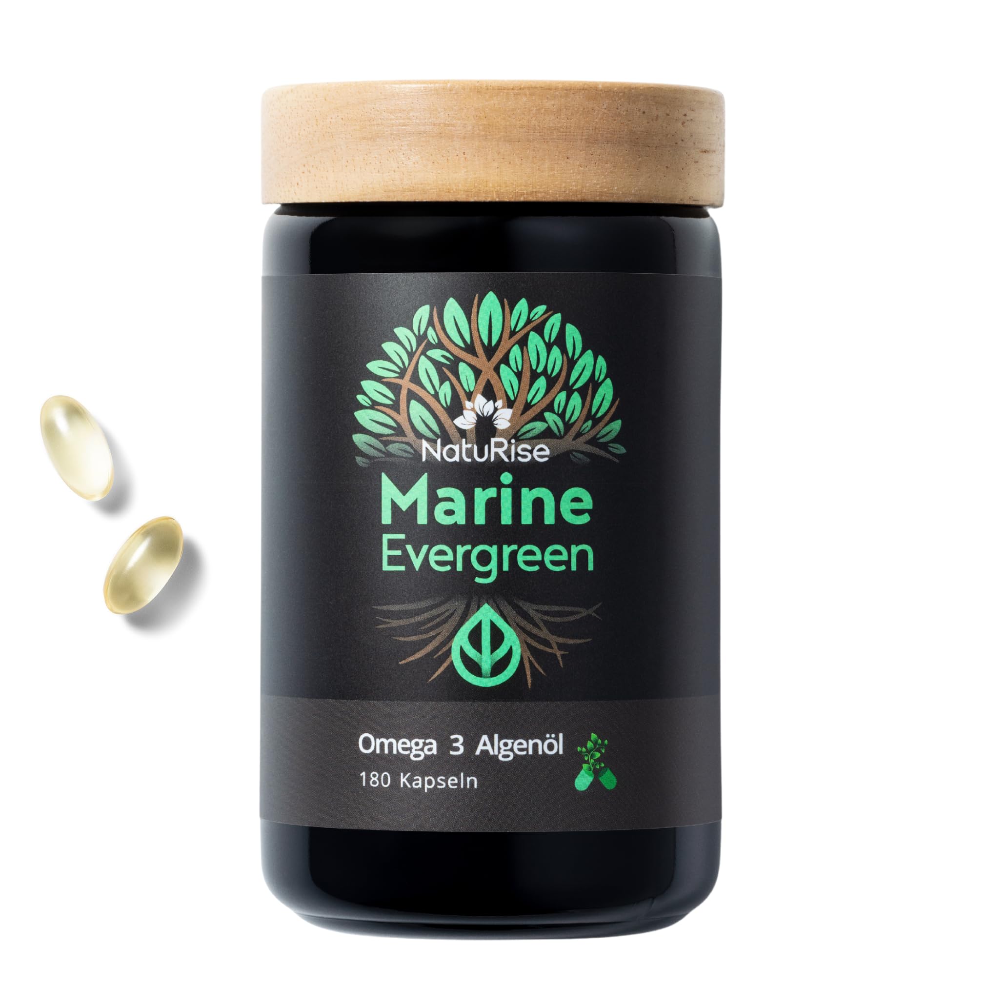 NatuRise® Omega 3 Vegan 180 Kapseln – 1440mg Algenöl pro Tag davon 869mg Omega-3 (DHA, EPA & DPA) – Hochdosiert – Laborgeprüft – Triglycerid-Form – UV-geschützt – Fischöl Alternative