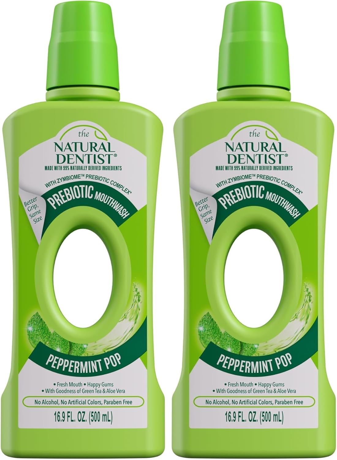 The Natural Dentist Prebiotic Mouthwash, Alcohol-Free Rinse with Zymbiome™ Complex, with 99% Naturally Derived Ingredients for Fresh Breath & Happy Gums, Peppermint Pop, 16.9 oz (Pack of 3)