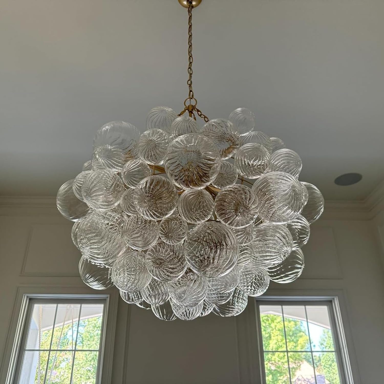 Longree Nordic Bubble Ball Swirled Glass Chandelier, Dia 36 inch 