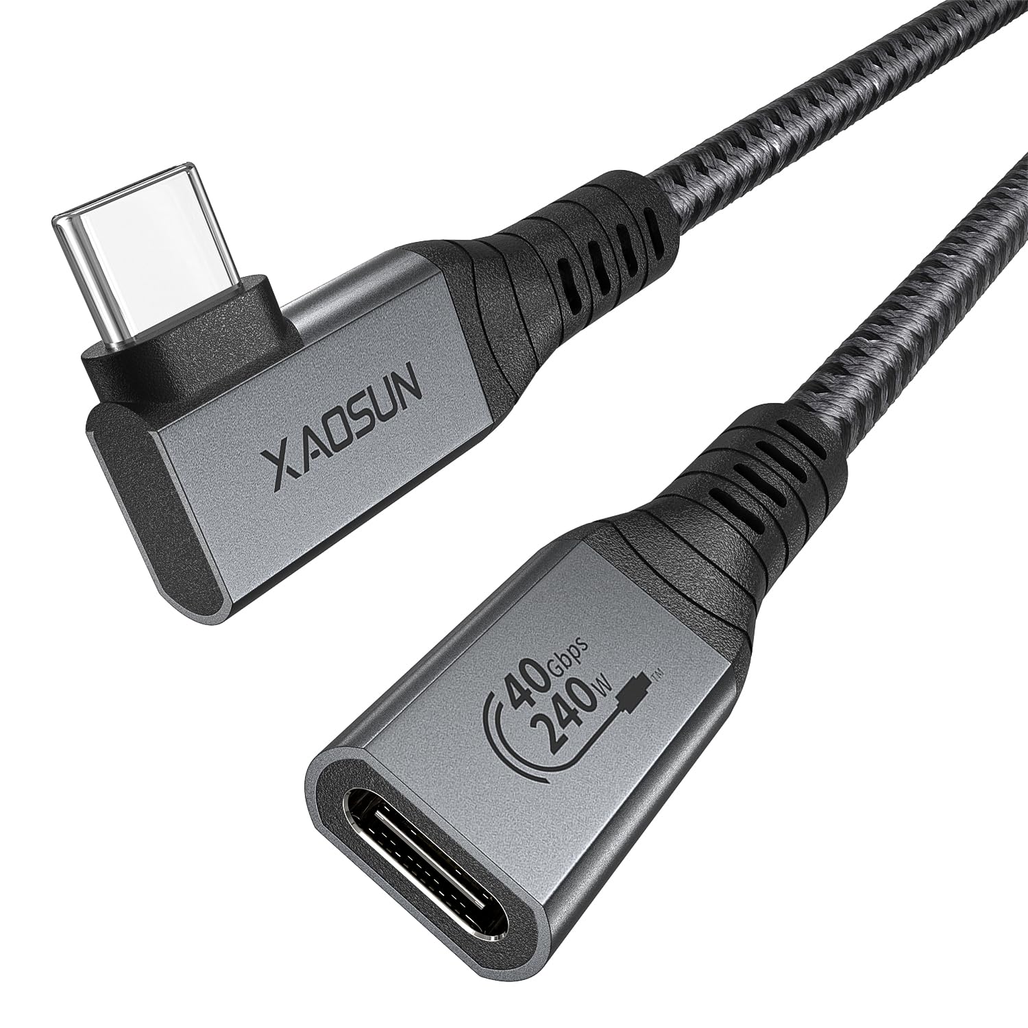 XAOSUN Cavo USB 4 240W Angolo Retto 90°, Thunderbolt 4 1,8m, 40 Gbps, Carica Rapida E Video 8K Per MacBook Pro E USB-C