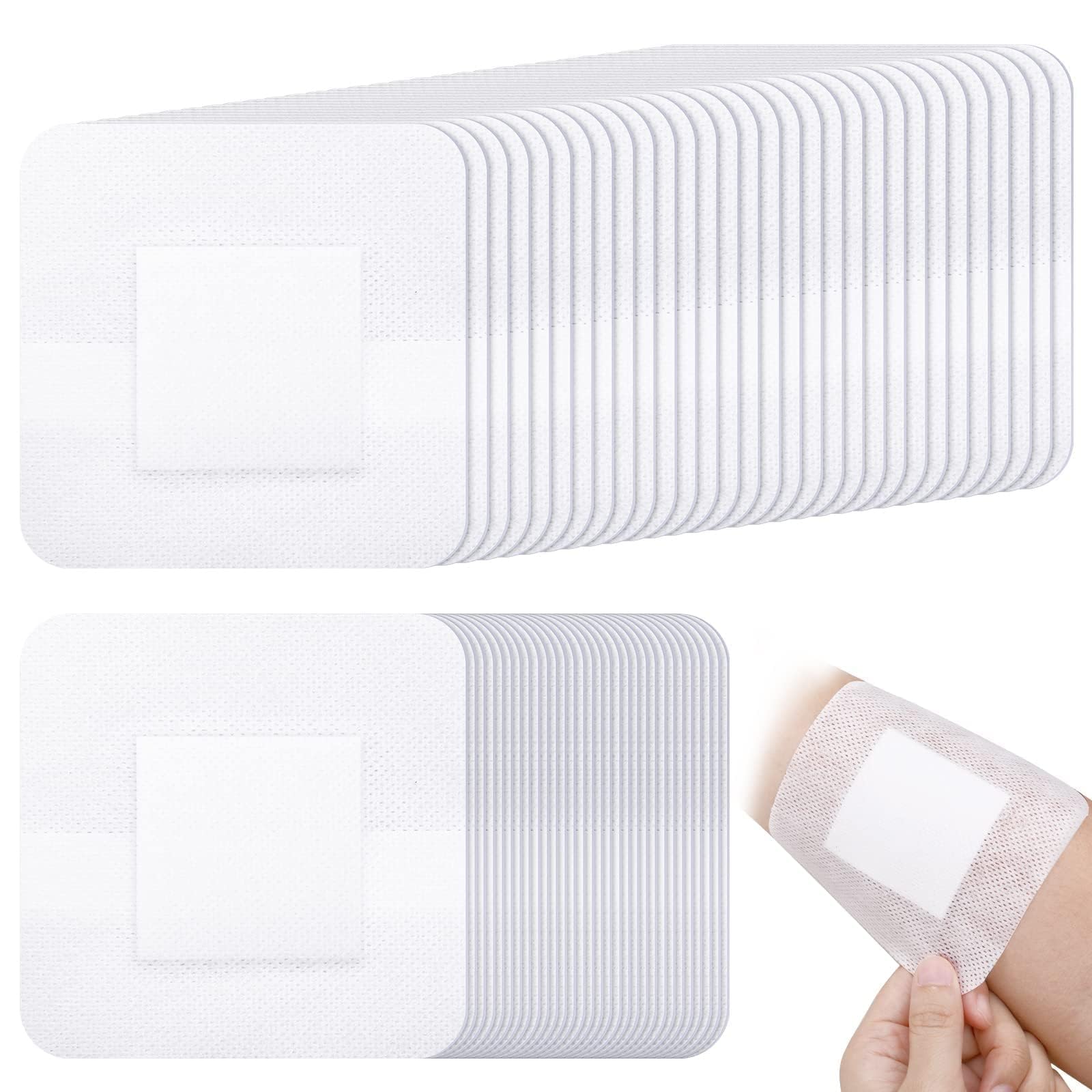 40 PCS Adhesive island Dressing Bordered Gauze Wound Dressing Breathable Square Bandage Waterproof Gauze with Pad Individually Packed Pouches Tapes for Blister Wound Care (4 x 4 Inch)