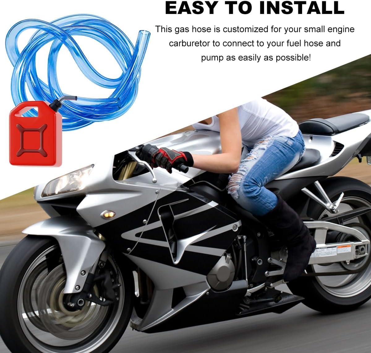 Colorful Fuel Line Hose Tube, 0.2"(5mm) ID Flexible Anti-Corrosion Rubber Gas Fuel Line Tube, Petrol Gas Oil Hose Pipe Vacuum Tubing Replacement for Motorcycle ATV Dirt Bike (Blue)
