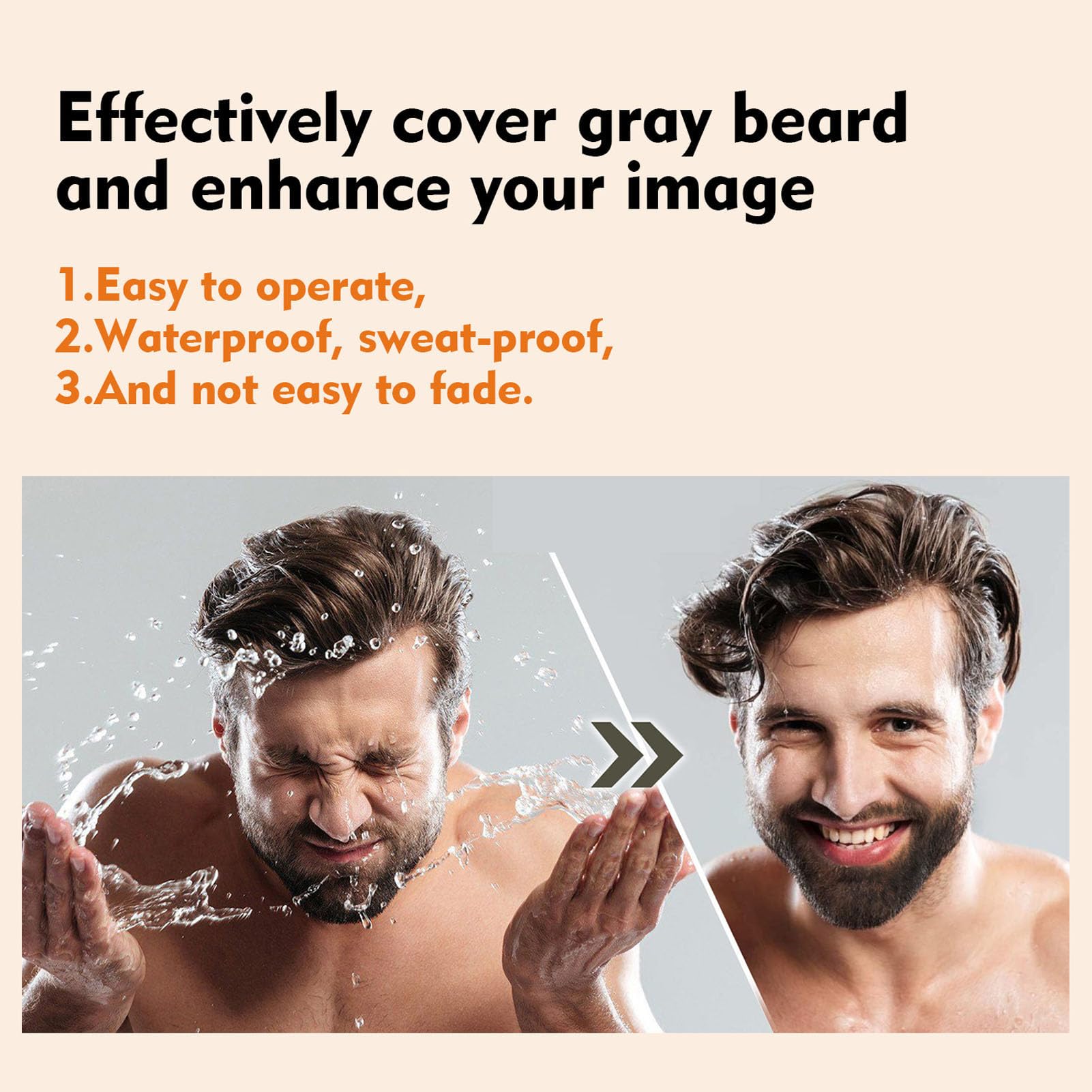 Naroote Penna per Barba, Resistente all'acqua a Matita per Barba Resistenti a 1,5 Ml di Sudore per gli Uomini (Marrone scuro)