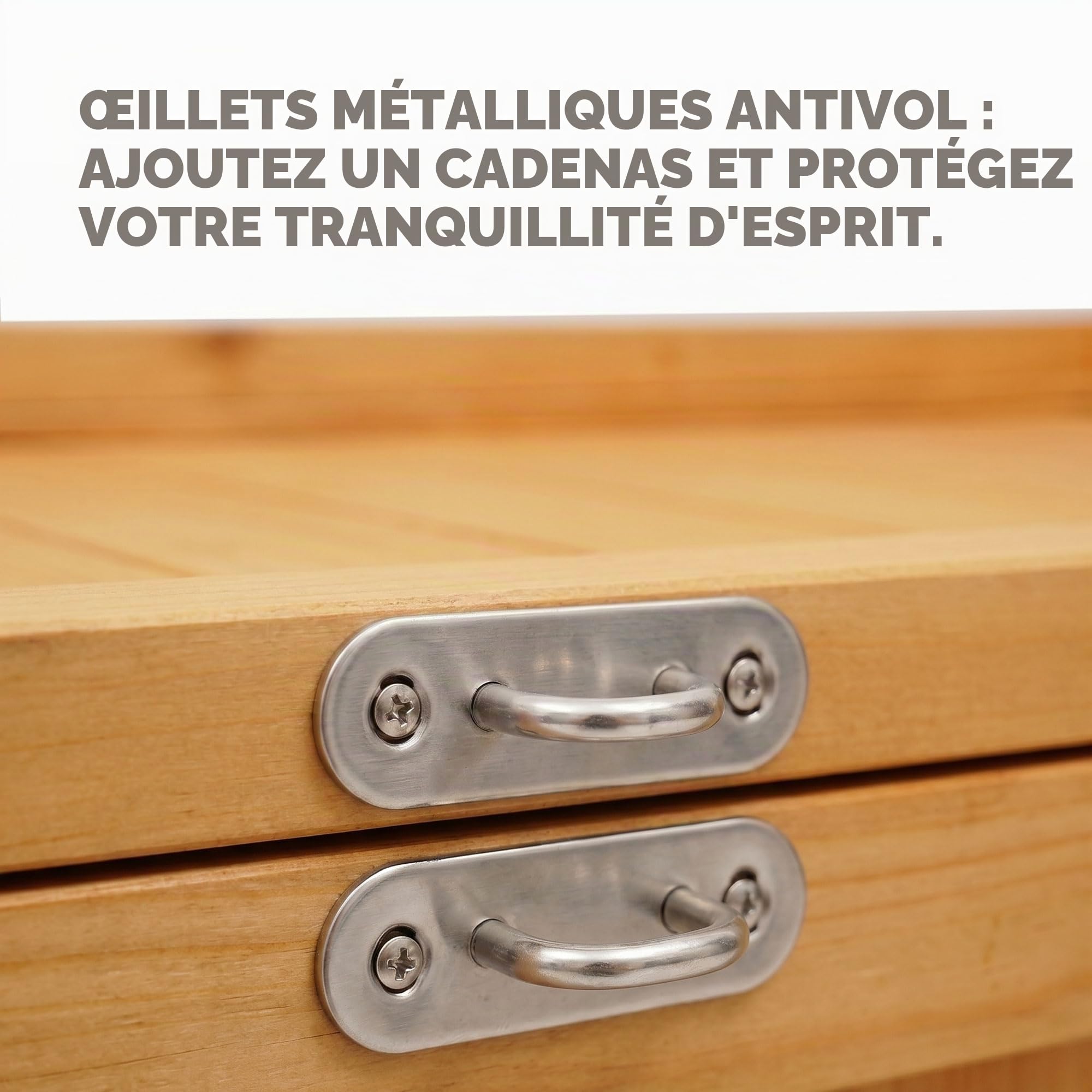 FRANKYSTAR Cubo - Coffre de rangement extérieur 113 x 60 x 53 cm en bois d'acacia avec fermeture à cadenas